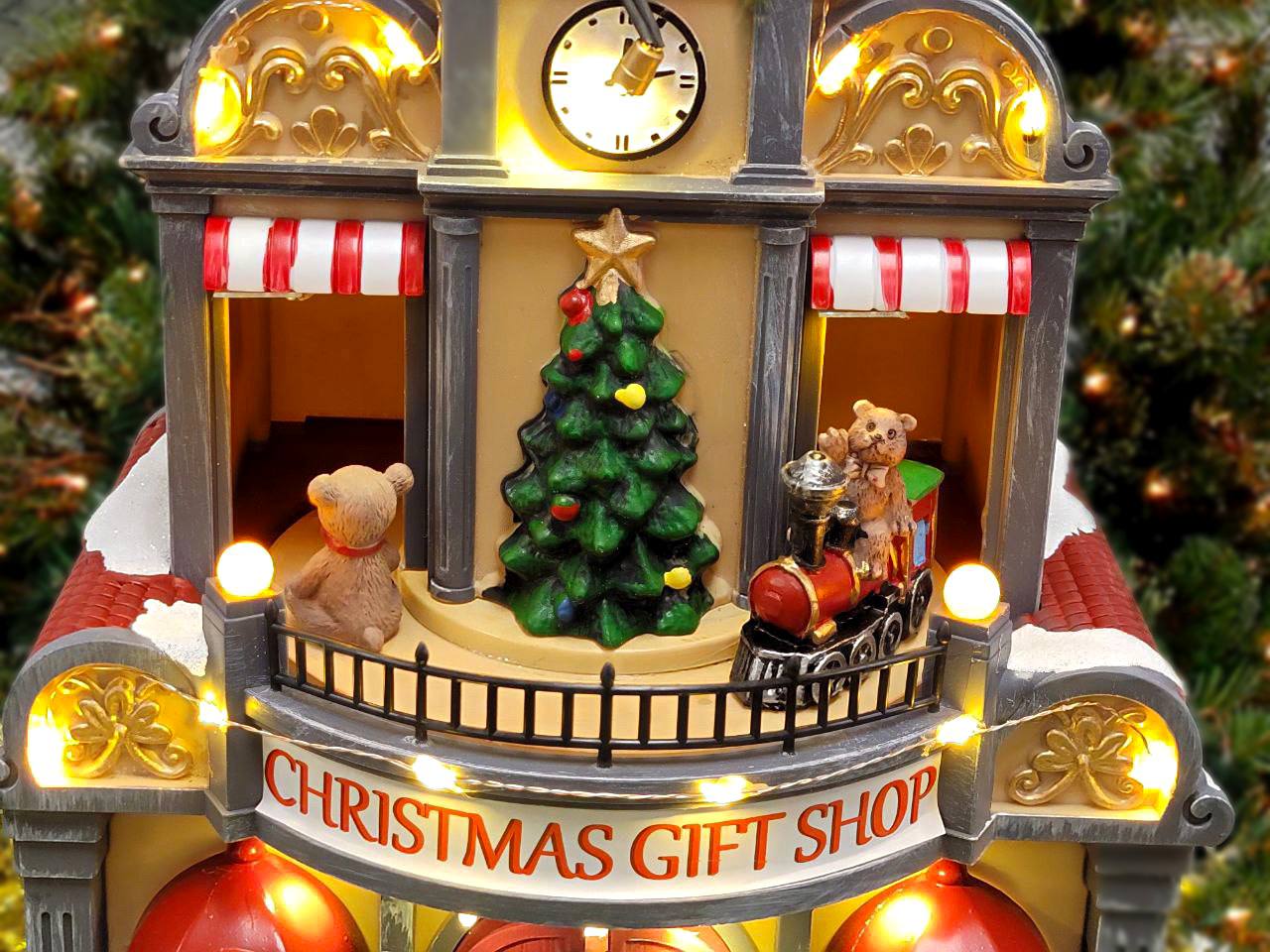 Christmas Village. Christmas Gift Shop with LED Lights F07M4-22-Y316-2