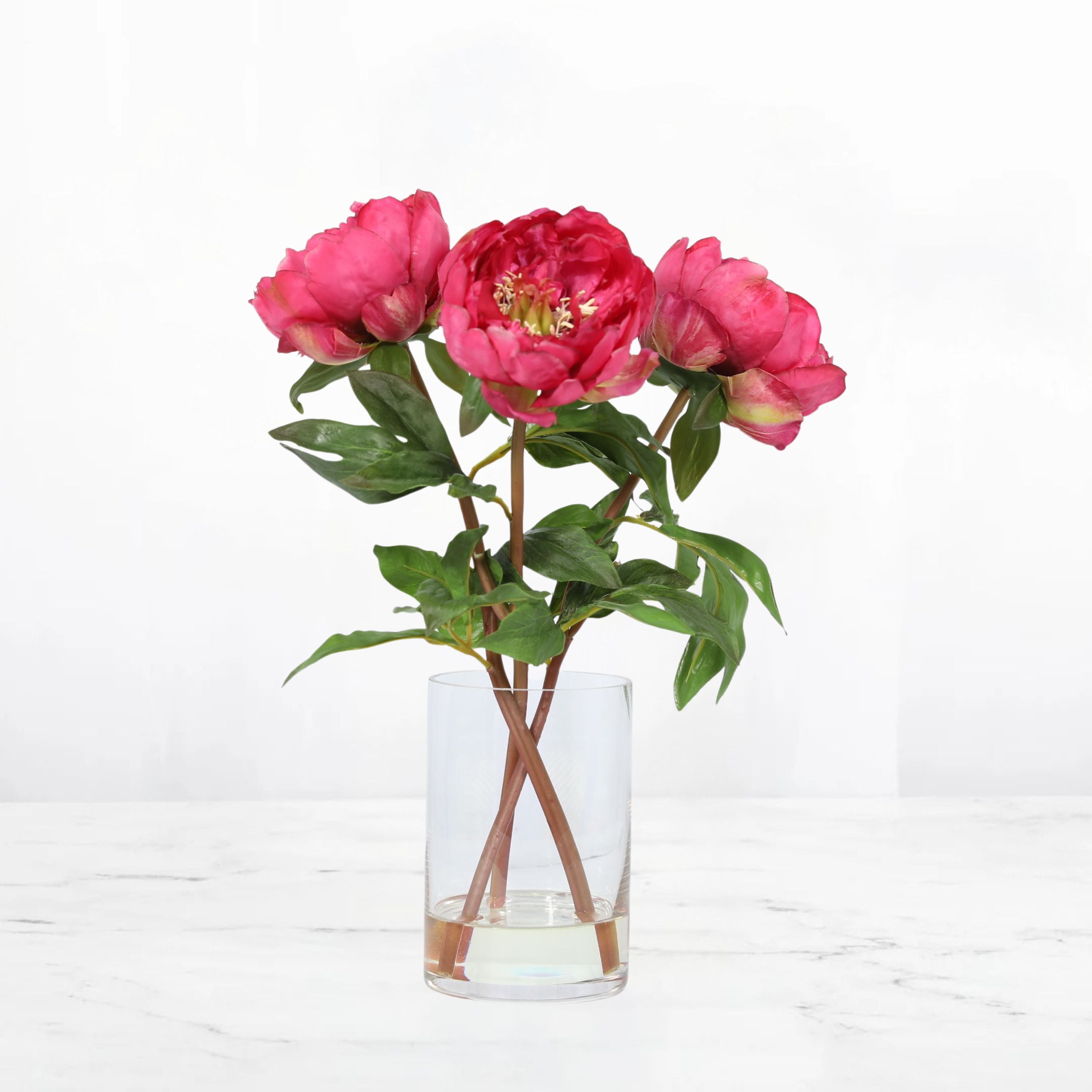 Silk Peony Flower Arrangement In Vase - 15"