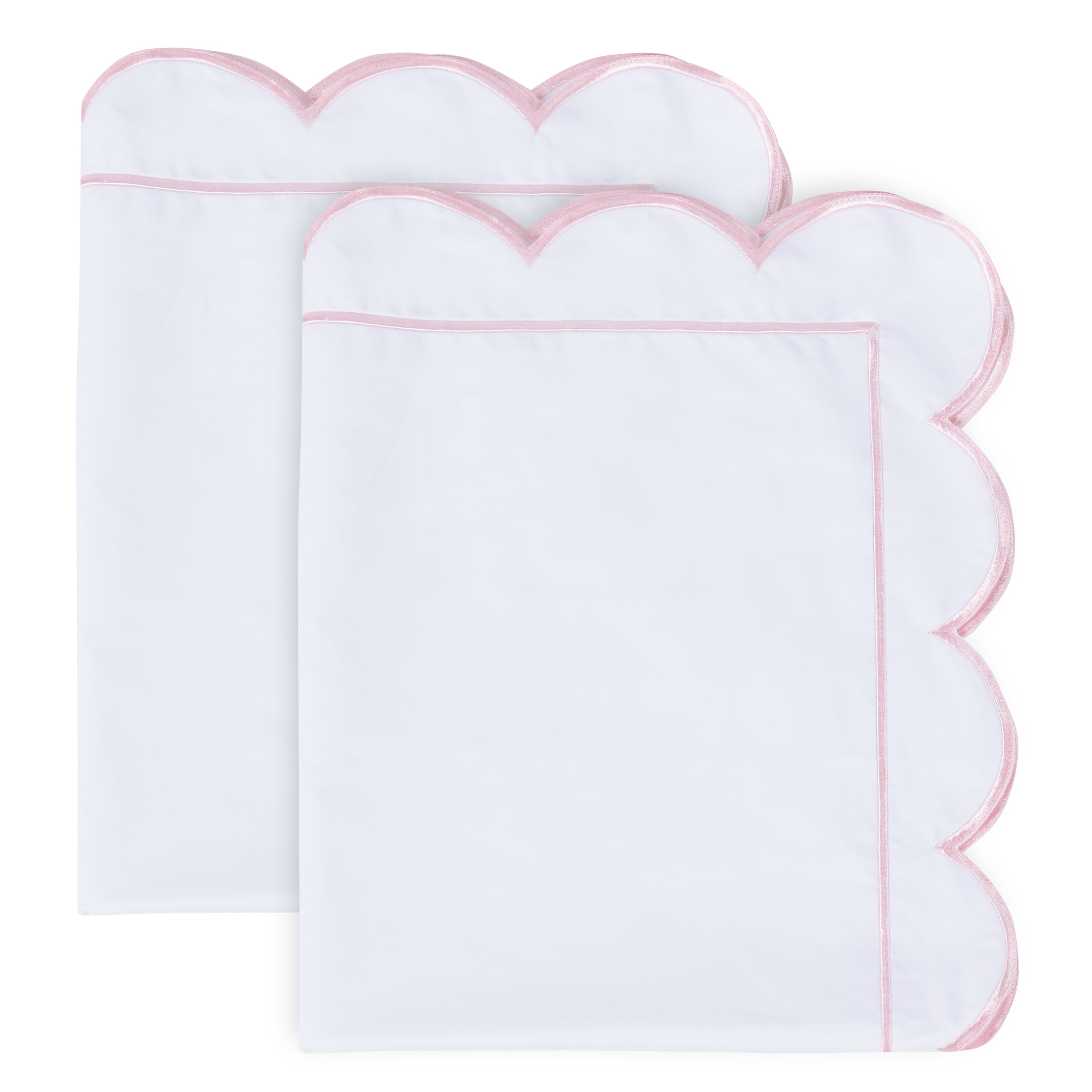 Scallop Frame Embroidered Cotton Percale Euro Sham Pair