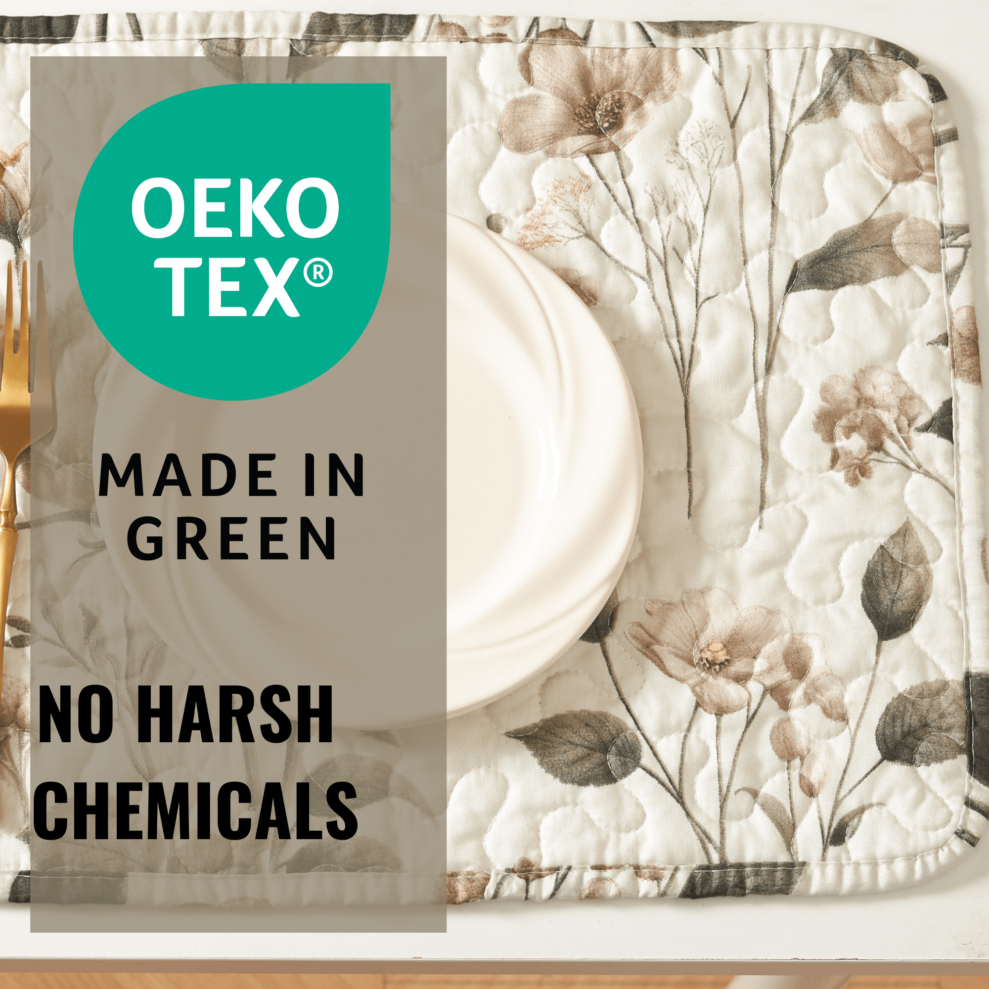 DaDalogy Enchanted Meadow Placemats - Set of 4, Floral Elegance in Beige, Rose, and Soft Green, Premium Soft Microfiber, Perfect for Any Meal, 13x19 Inches