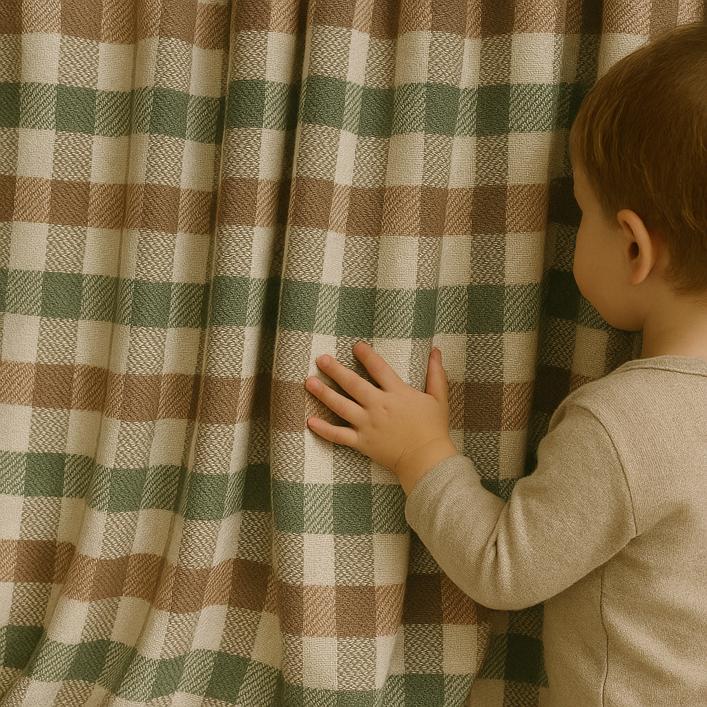 Pastel Plaid Linen Curtains – Custom Size – Light Filtering or Blackout Lined – 5 Colours-0