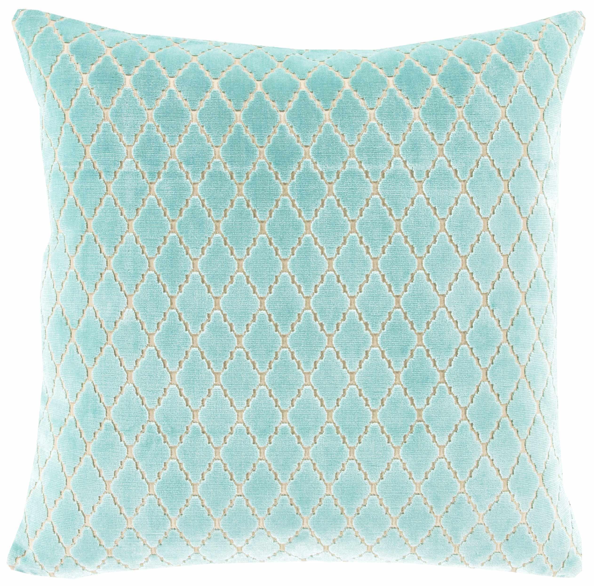 Ponteland Aqua Trellis Pattern Throw Pillow - Clearance - PRHOMZ