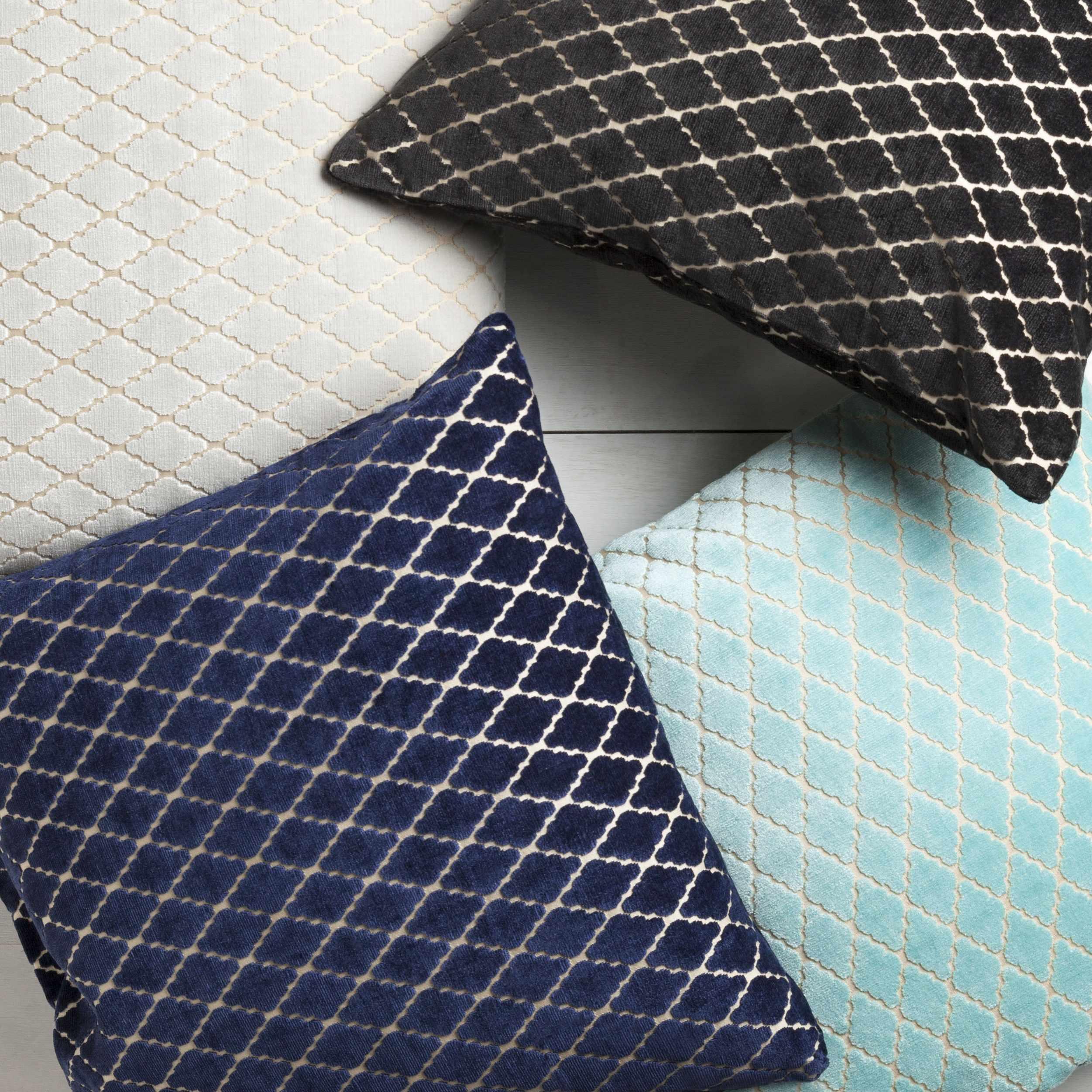 Ponteland Aqua Trellis Pattern Throw Pillow - Clearance - PRHOMZ