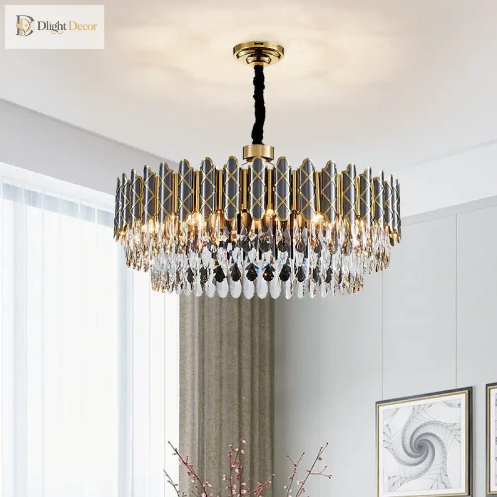 Post-Modern Black Crystal Chandelier | Dining Room Lighting