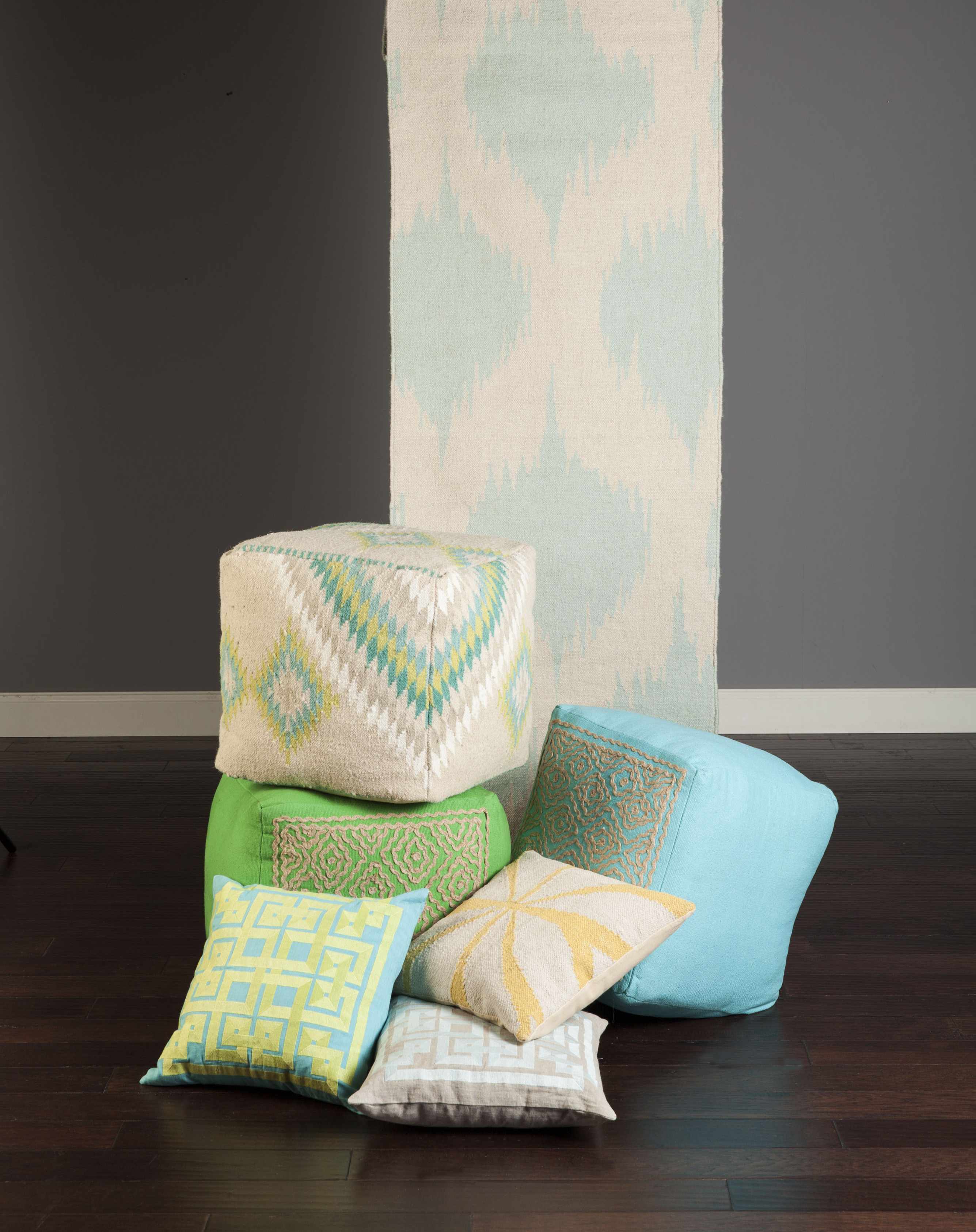 Shorncliffe Olive&Blue Geometric Accent Pillow - Clearance-1