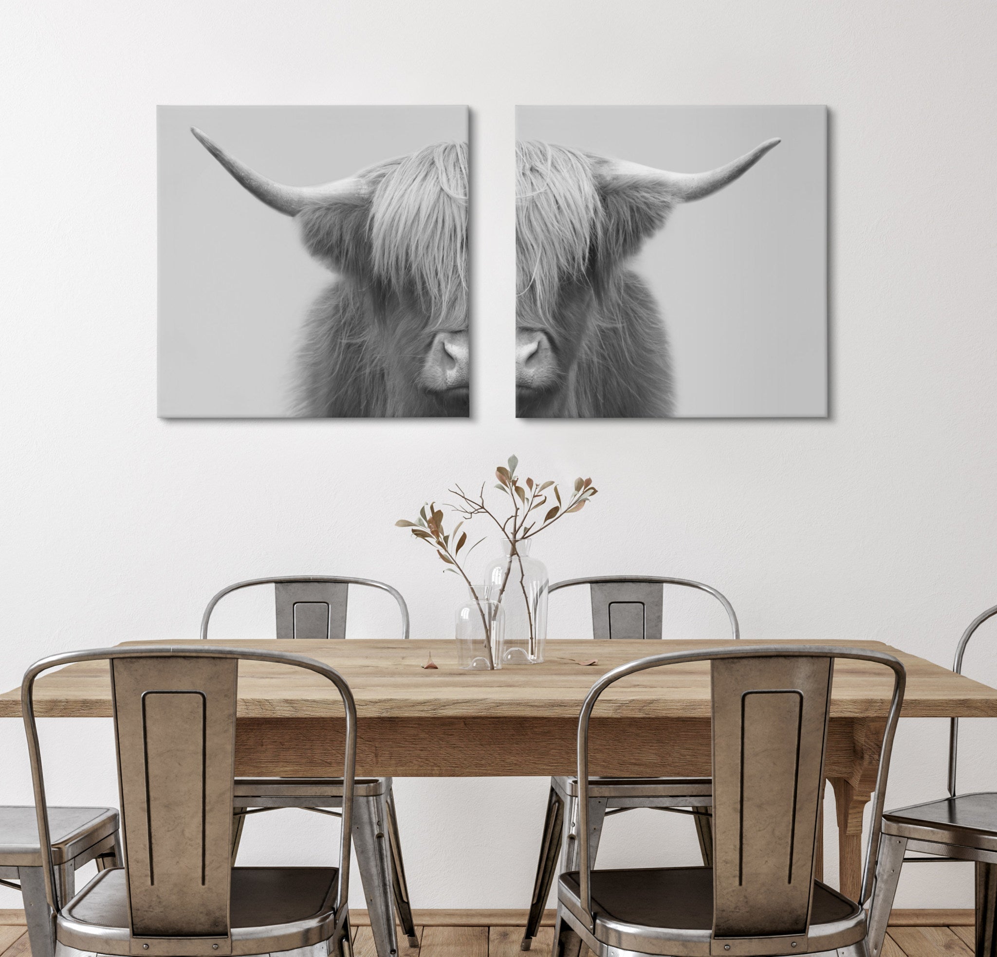 Hey Dude Highland Cow Gray Canvas by The Creative Bunch Studio