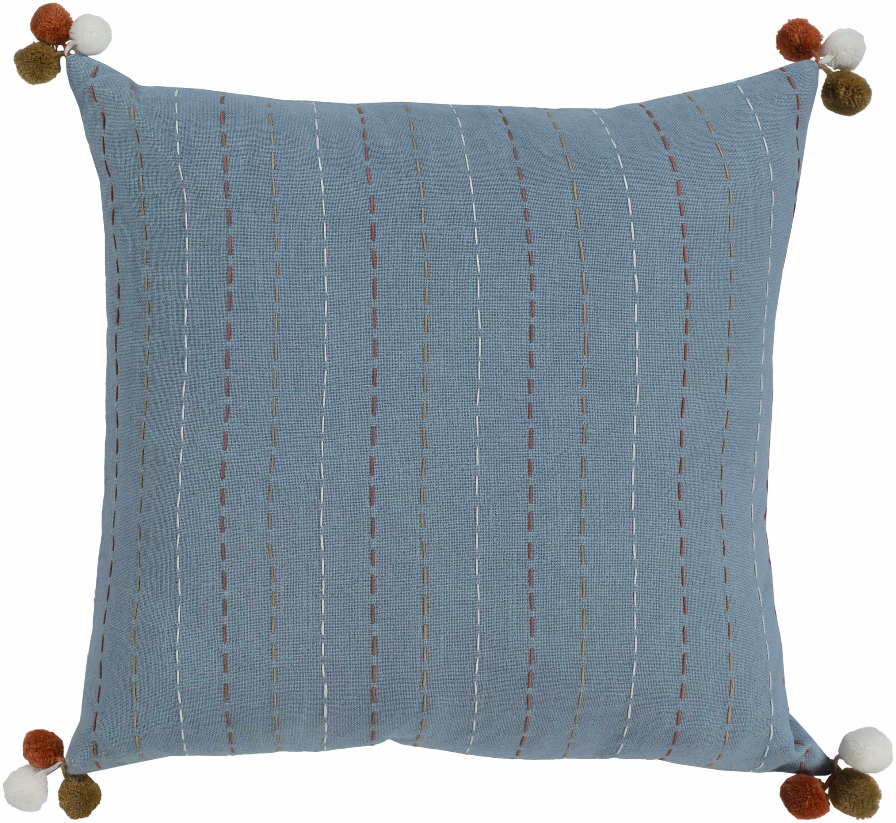 Porth Striped Pom Pom Accent Pillow - Clearance - PRHOMZ