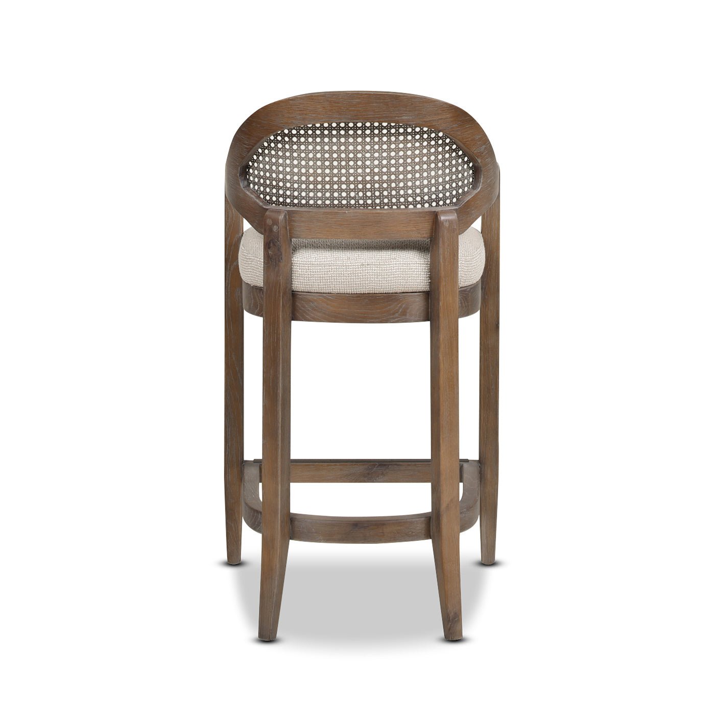 Pyrla 26" Upholstered Counter Stool with Curved Cane Back and Wood Legs