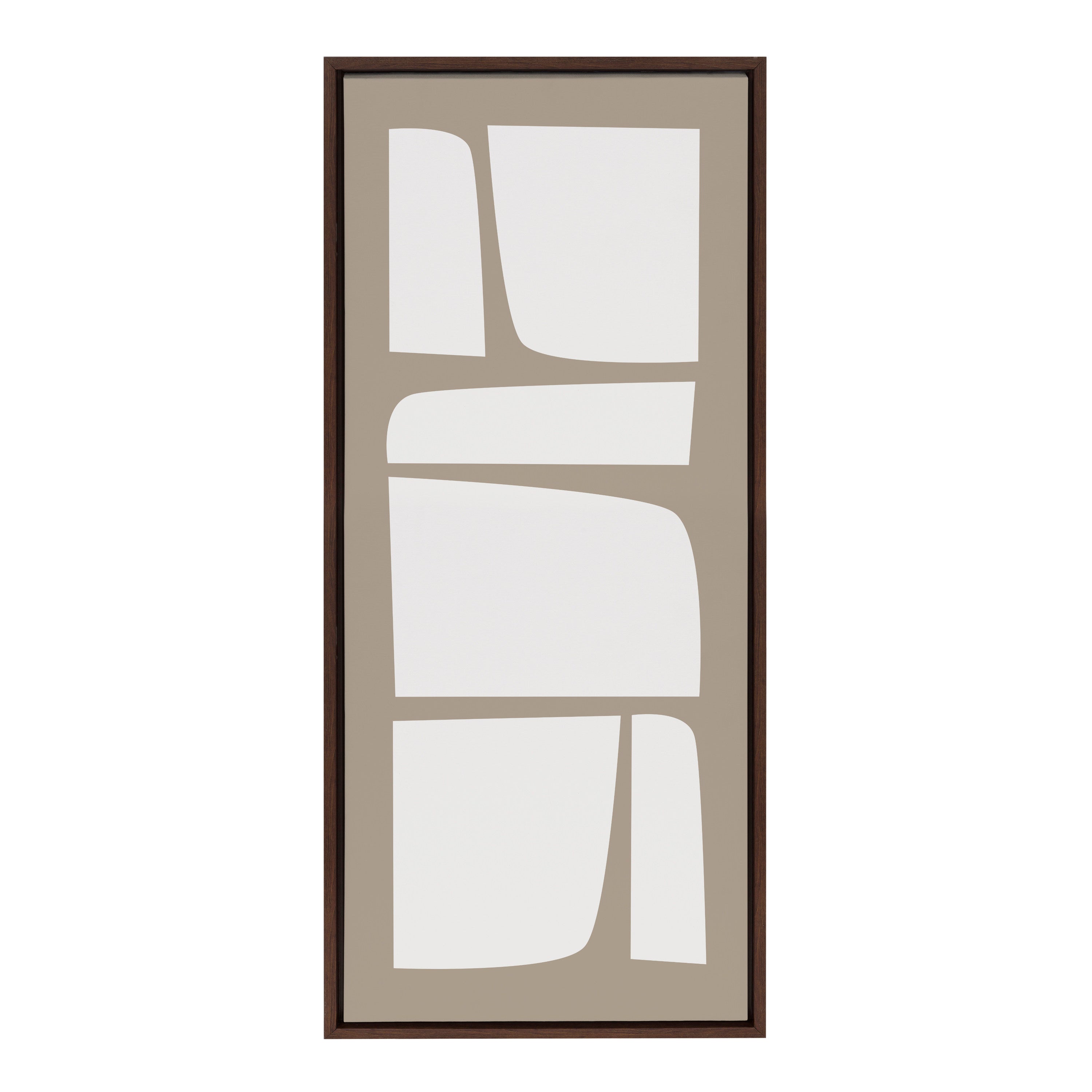 Sylvie Neutral Abstract Aztec Shapes Panel Framed Canvas by The Creative Bunch Studio