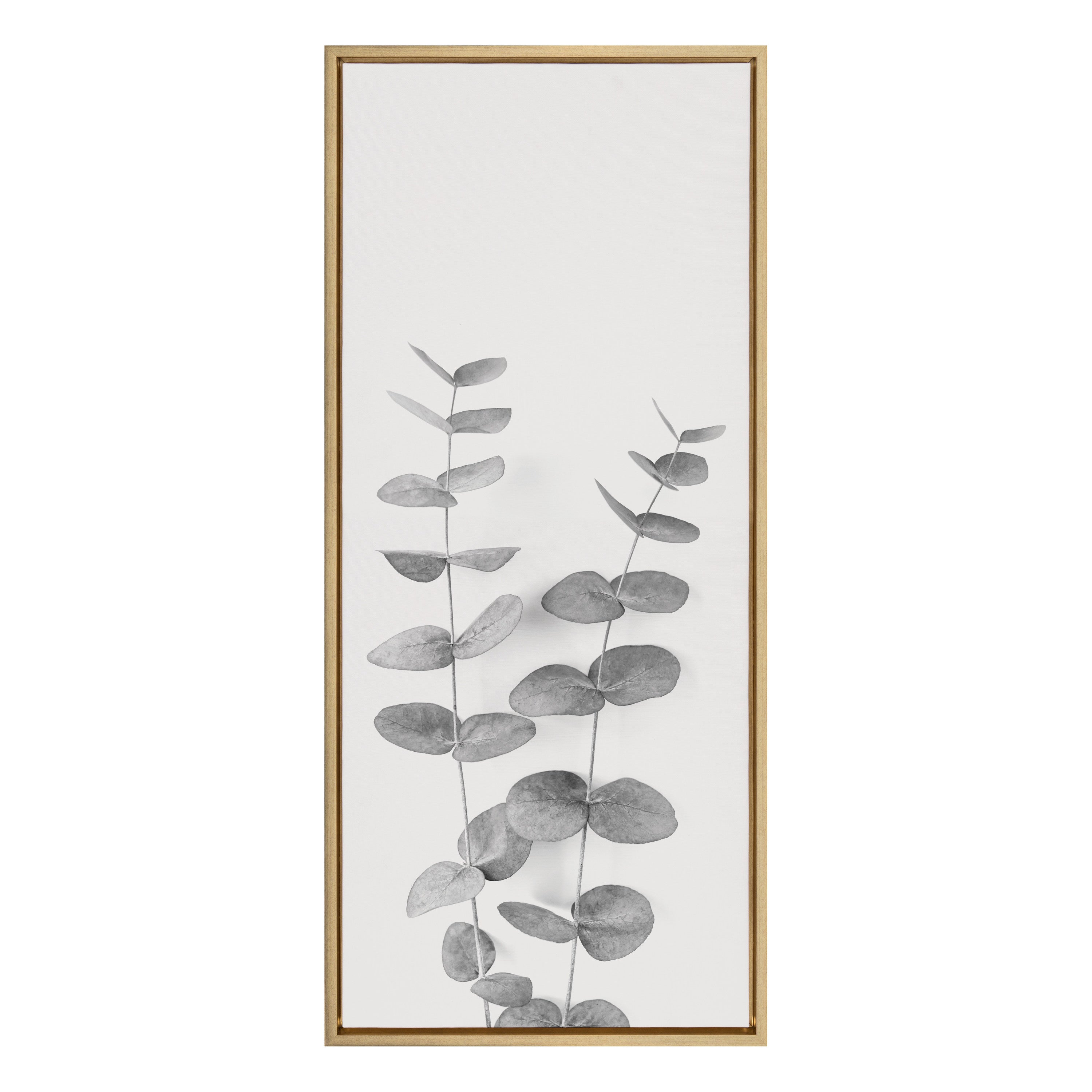 Sylvie Eucalyptus Botanical II Gray and Soft White Framed Canvas by The Creative Bunch Studio