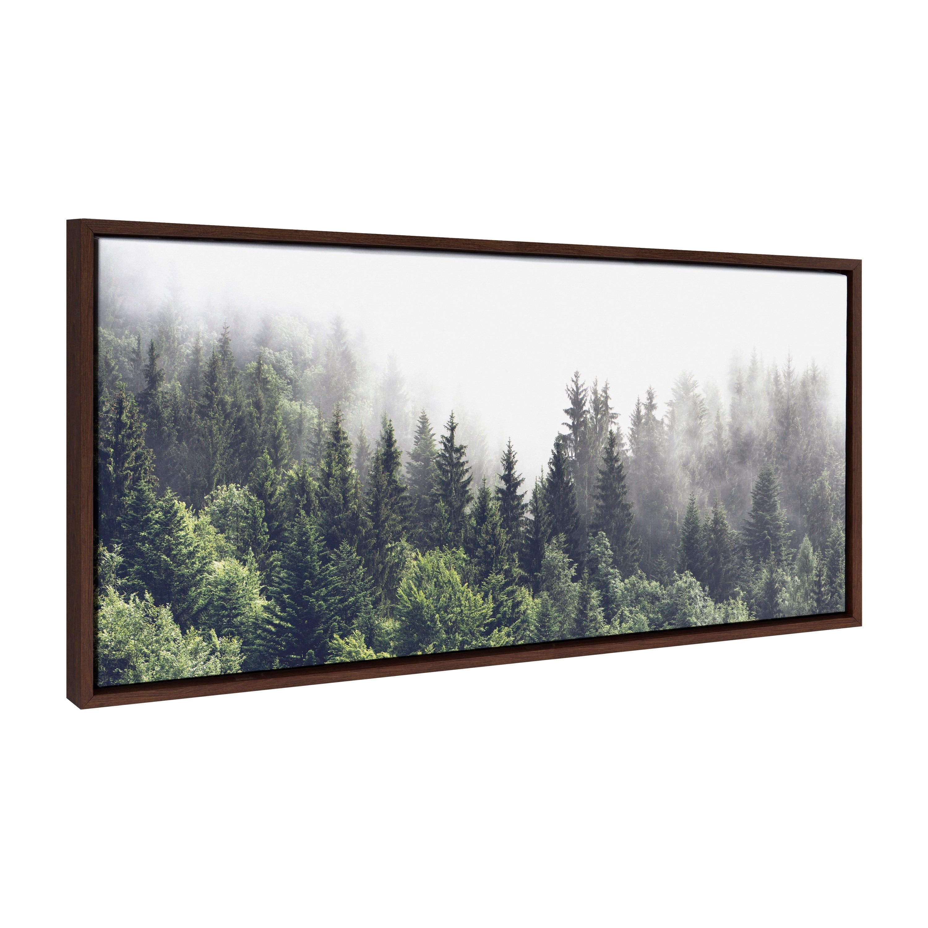 Sylvie Lush Green Forest On A Foggy Day Framed Canvas by The Creative Bunch Studio