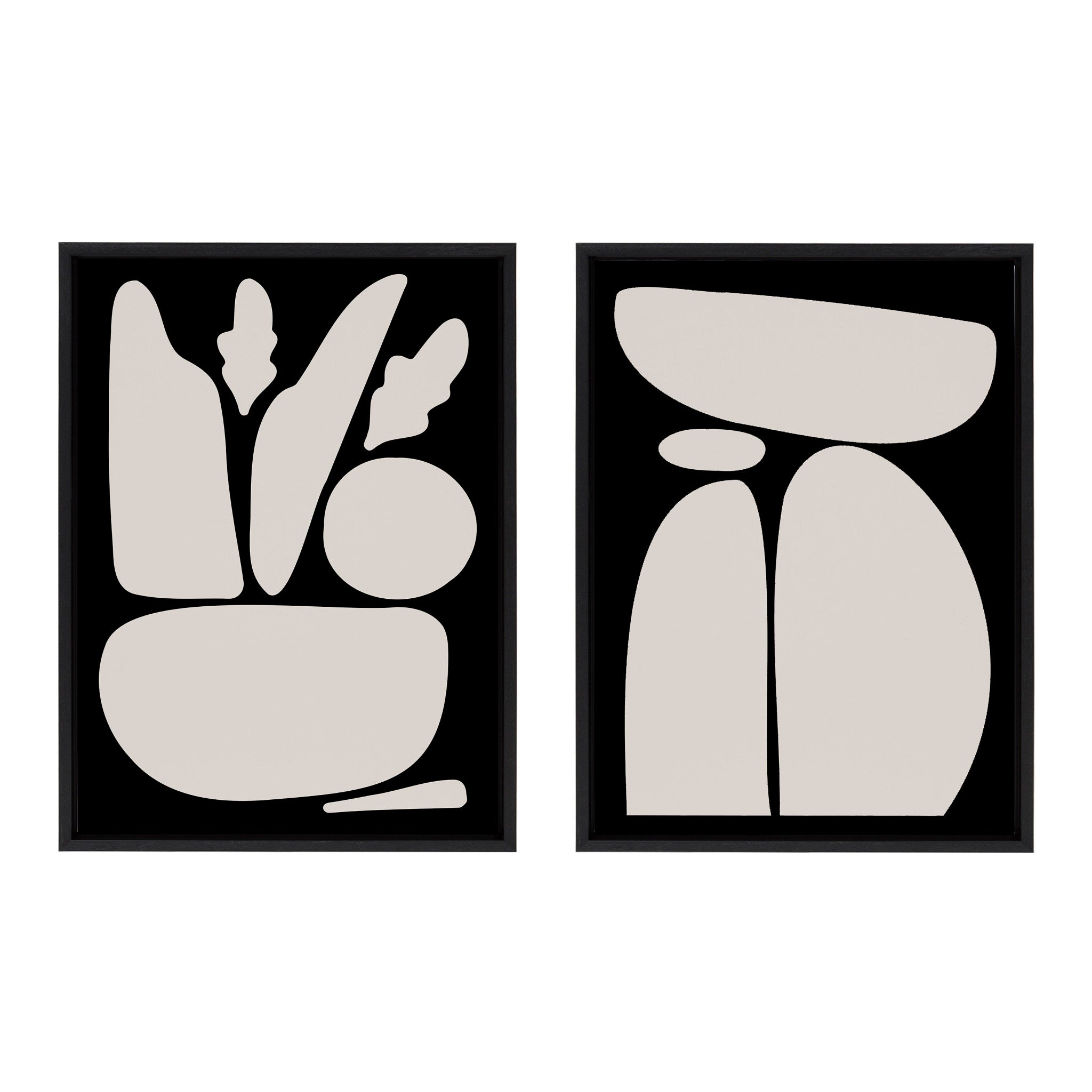 Sylvie Zen Botanical Rock Framed Canvas Set by The Creative Bunch Studio