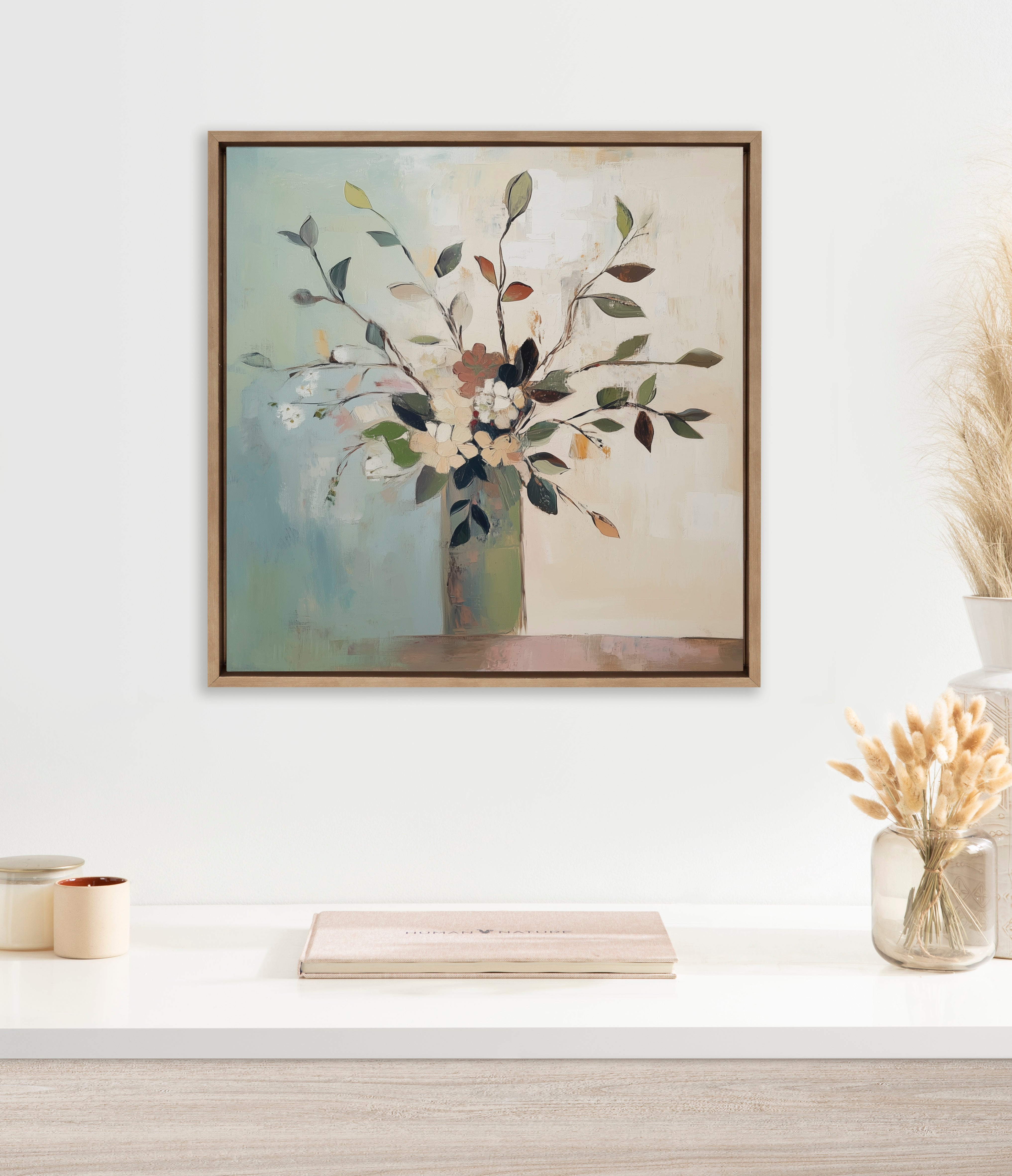 Sylvie Traditional Boho Floral Botanical II Framed Canvas by The Creative Bunch Studio