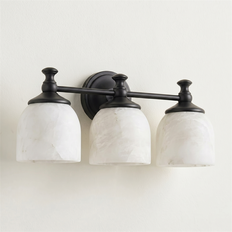 Vanity Glow Series | Brass Short Arm Wall Sconce with Milk Glass Dome for Bathroom