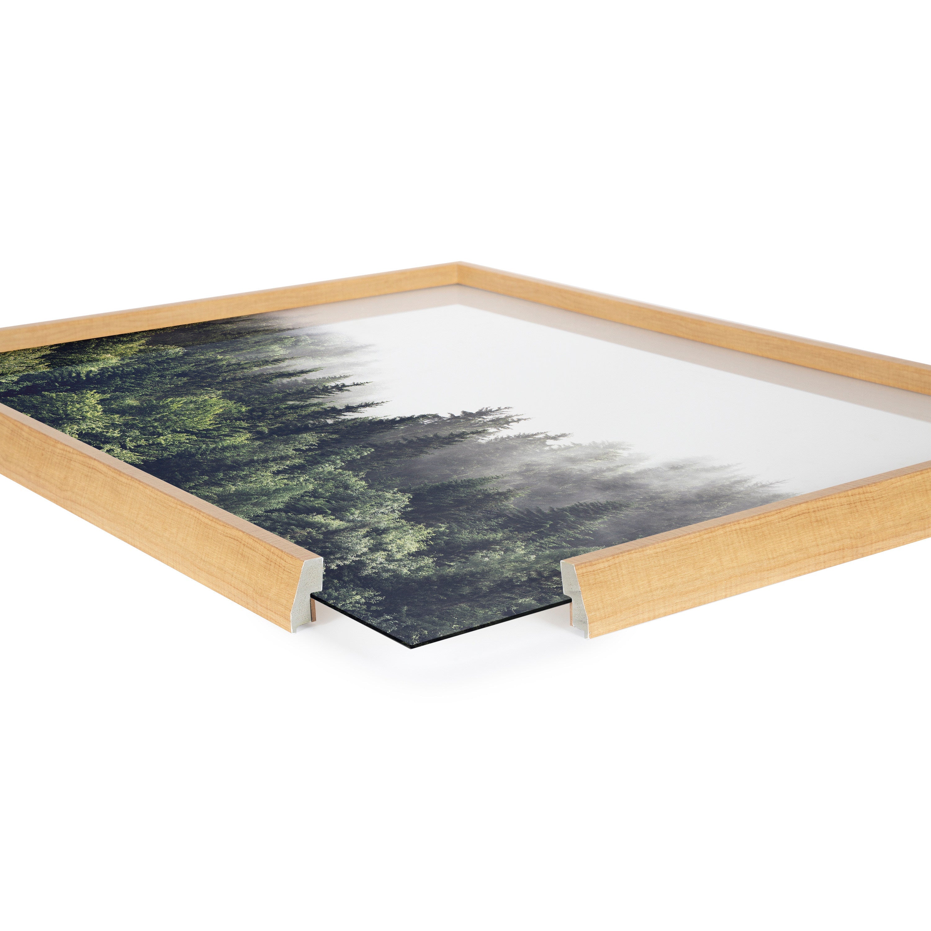Blake Lush Green Forest on a Foggy Day Framed Printed Glass by The Creative Bunch Studio