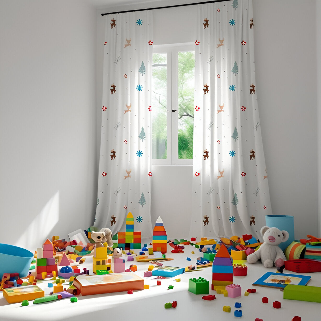 Christmas Raindeer Themed Baby Room Curtain