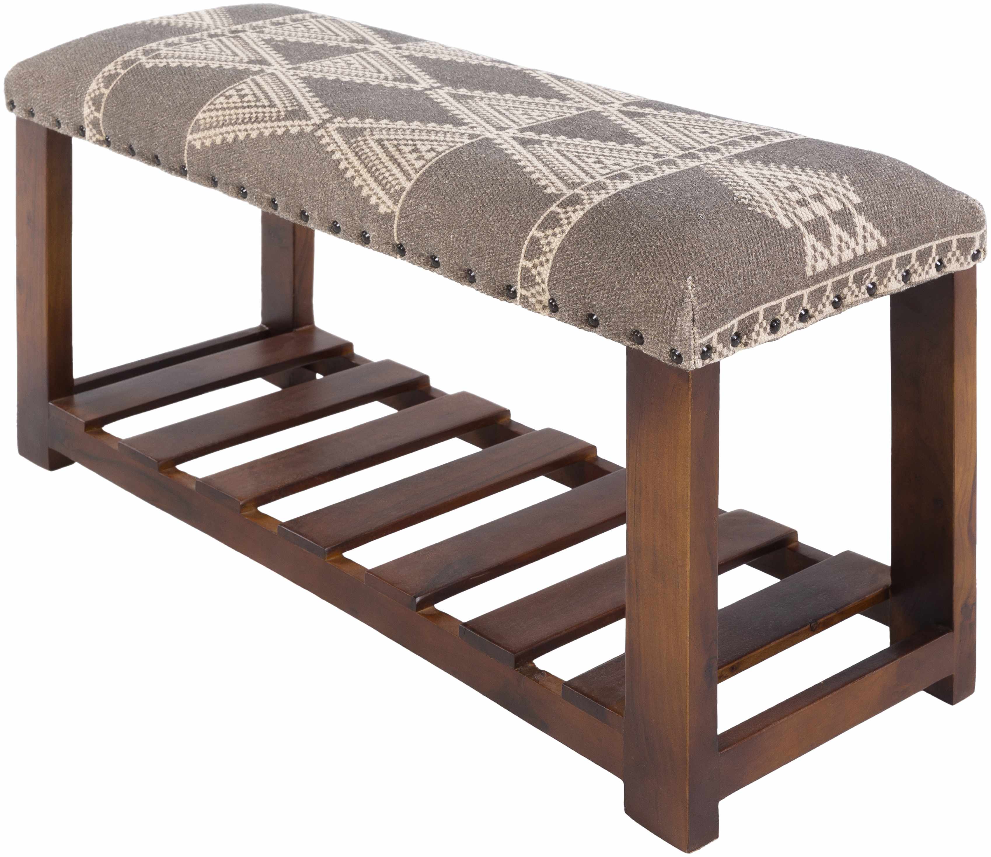 Greymouth Patterned Cushioned Wood Bench-0