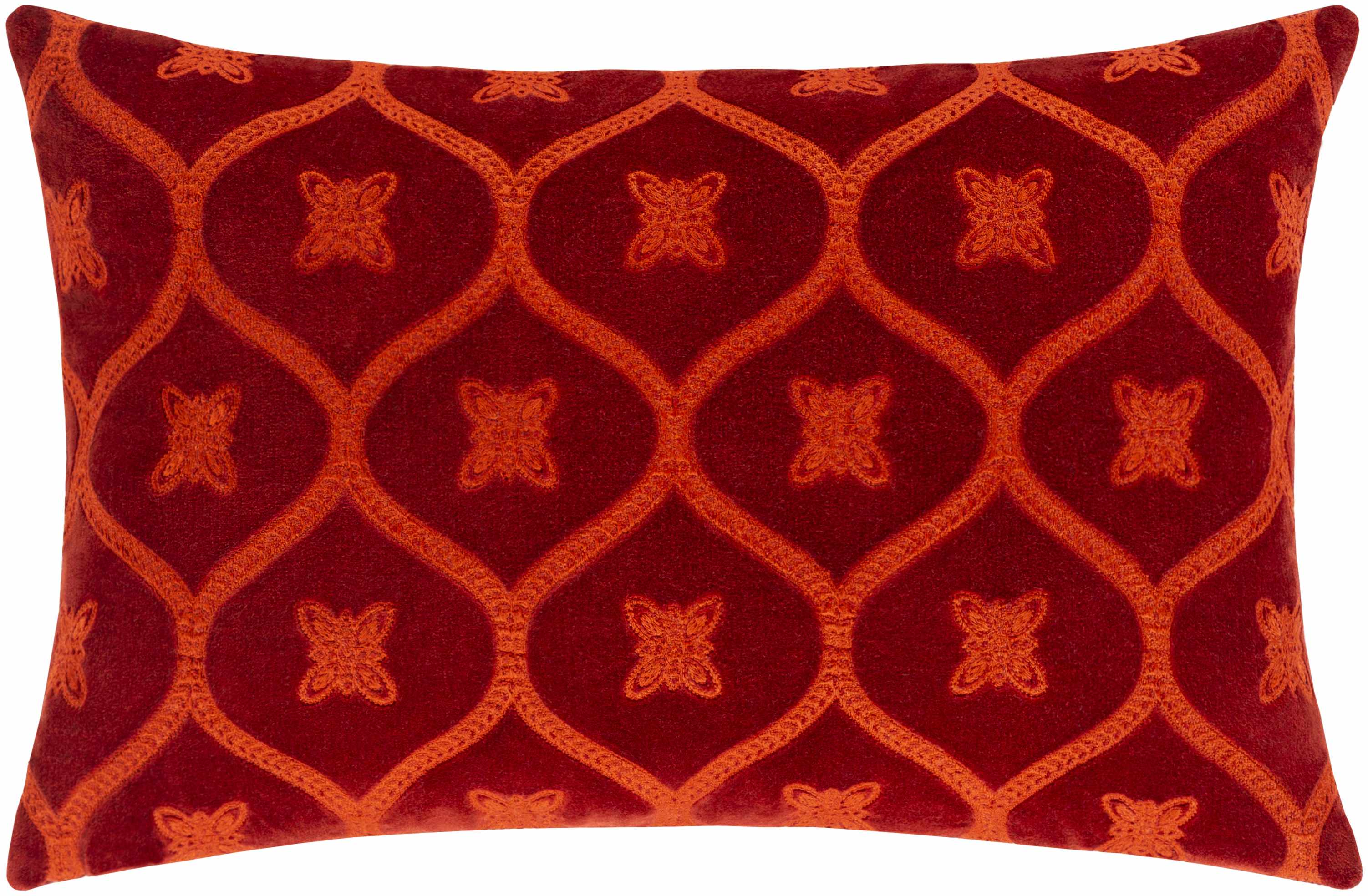 Urbanna Red Floral Cotton Lumbar Pillow - Clearance-0