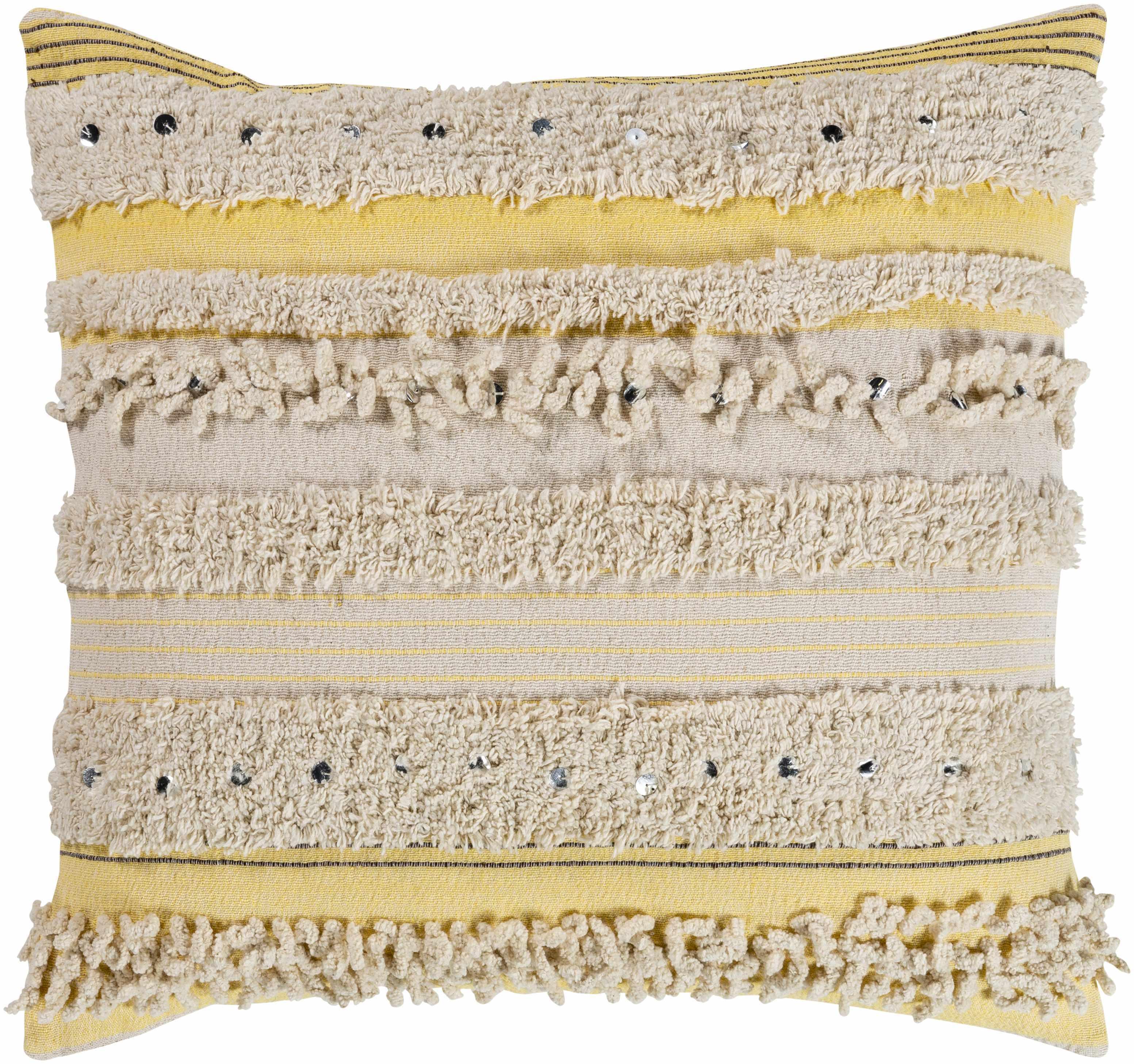 Rembrandt Yellow Textured Striped Accent Pillow - PRHOMZ