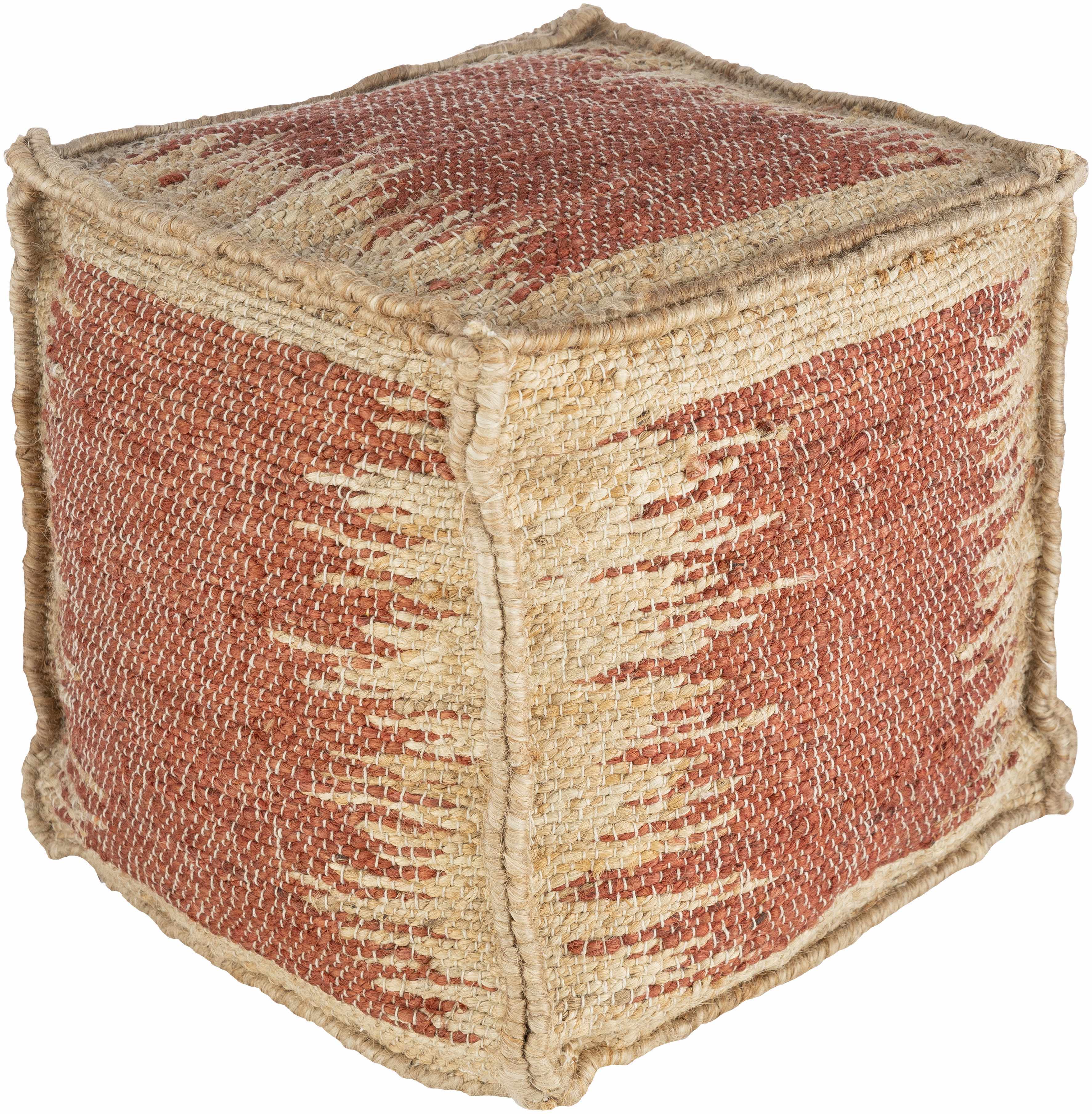 Rhuddlan Jute Rust Pouf-1