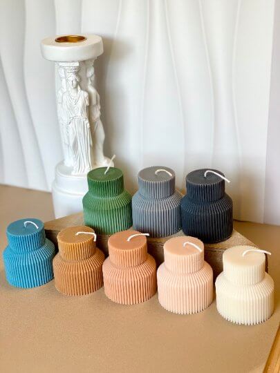 Ribbed Pedestal Handmade Candle
