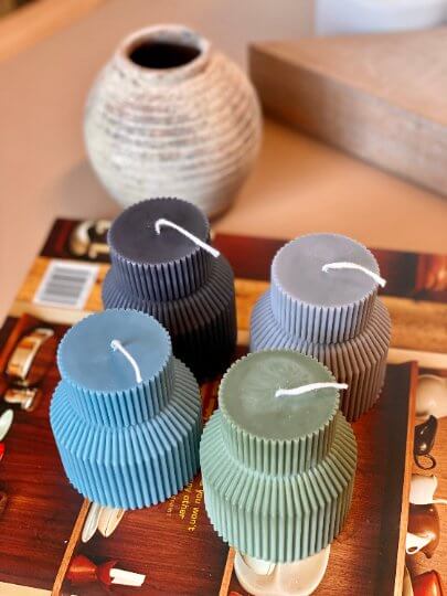 Ribbed Pedestal Handmade Candle