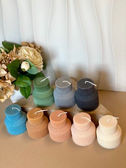 Ribbed Pedestal Handmade Candle