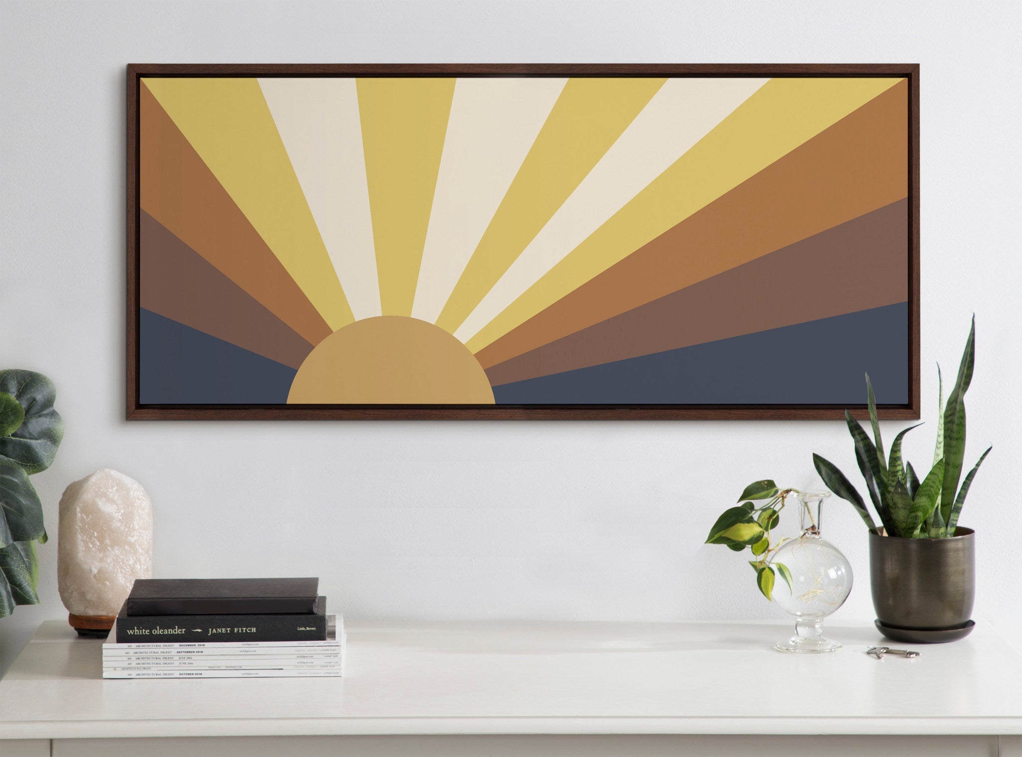 Sylvie Retro Sunset Framed Canvas by The Creative Bunch Studio