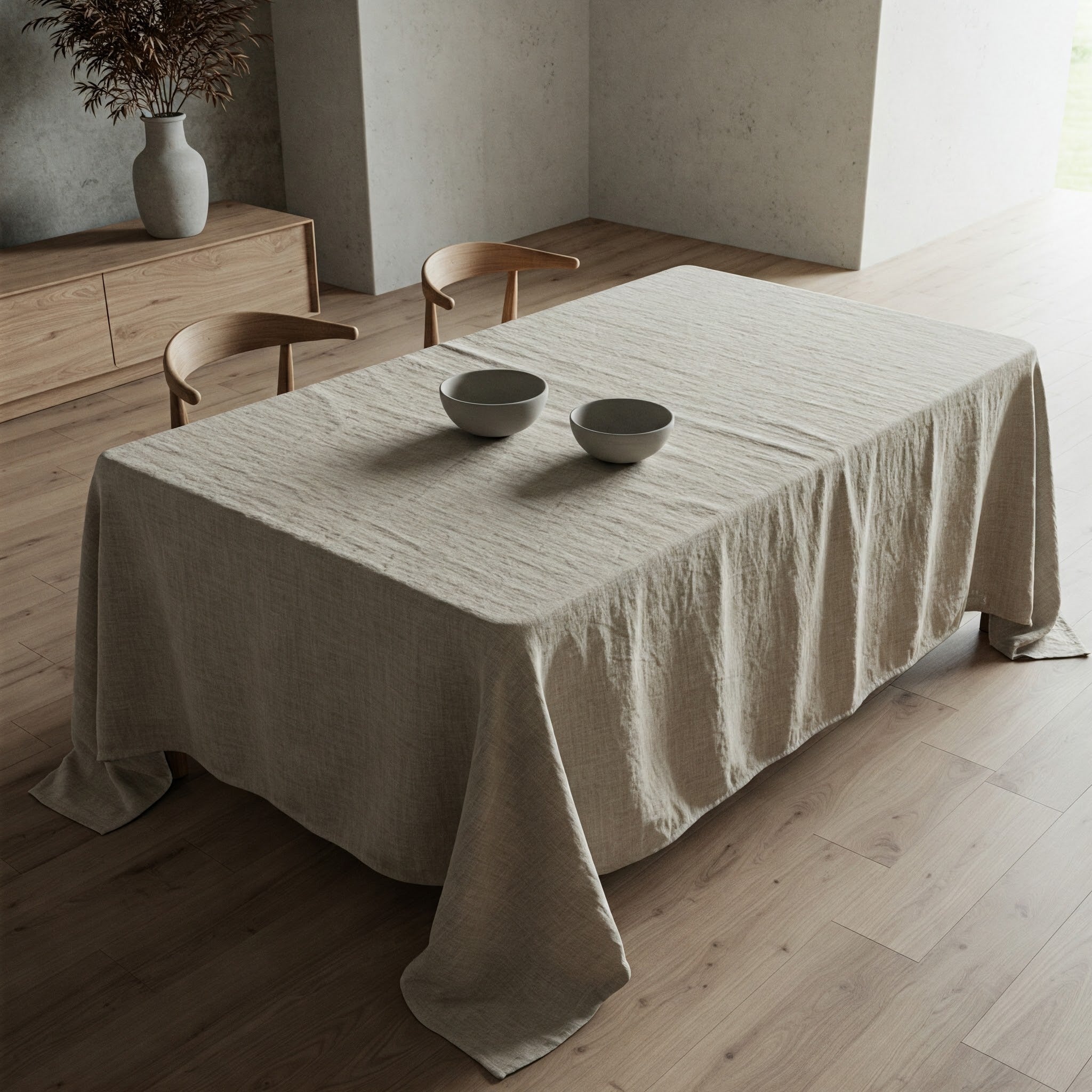 Natural Organic 100% Flax Linen Tablecloth UK - Undyed Rustic Table Cover for Home-4