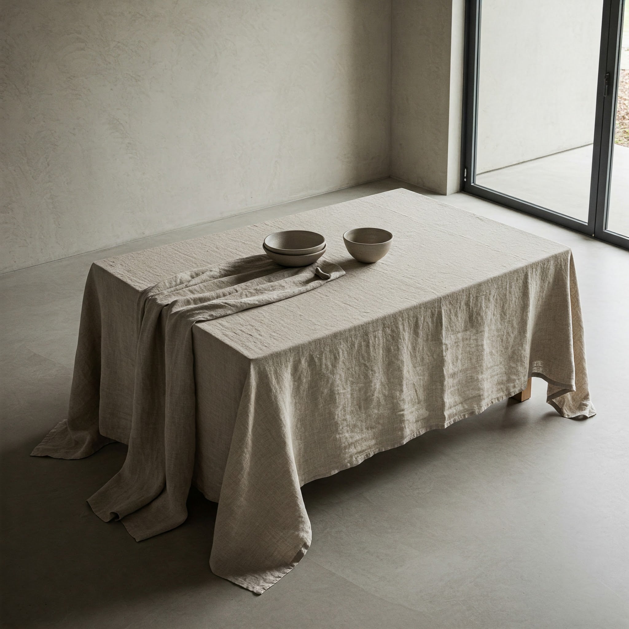 Natural Organic 100% Flax Linen Tablecloth UK - Undyed Rustic Table Cover for Home-2