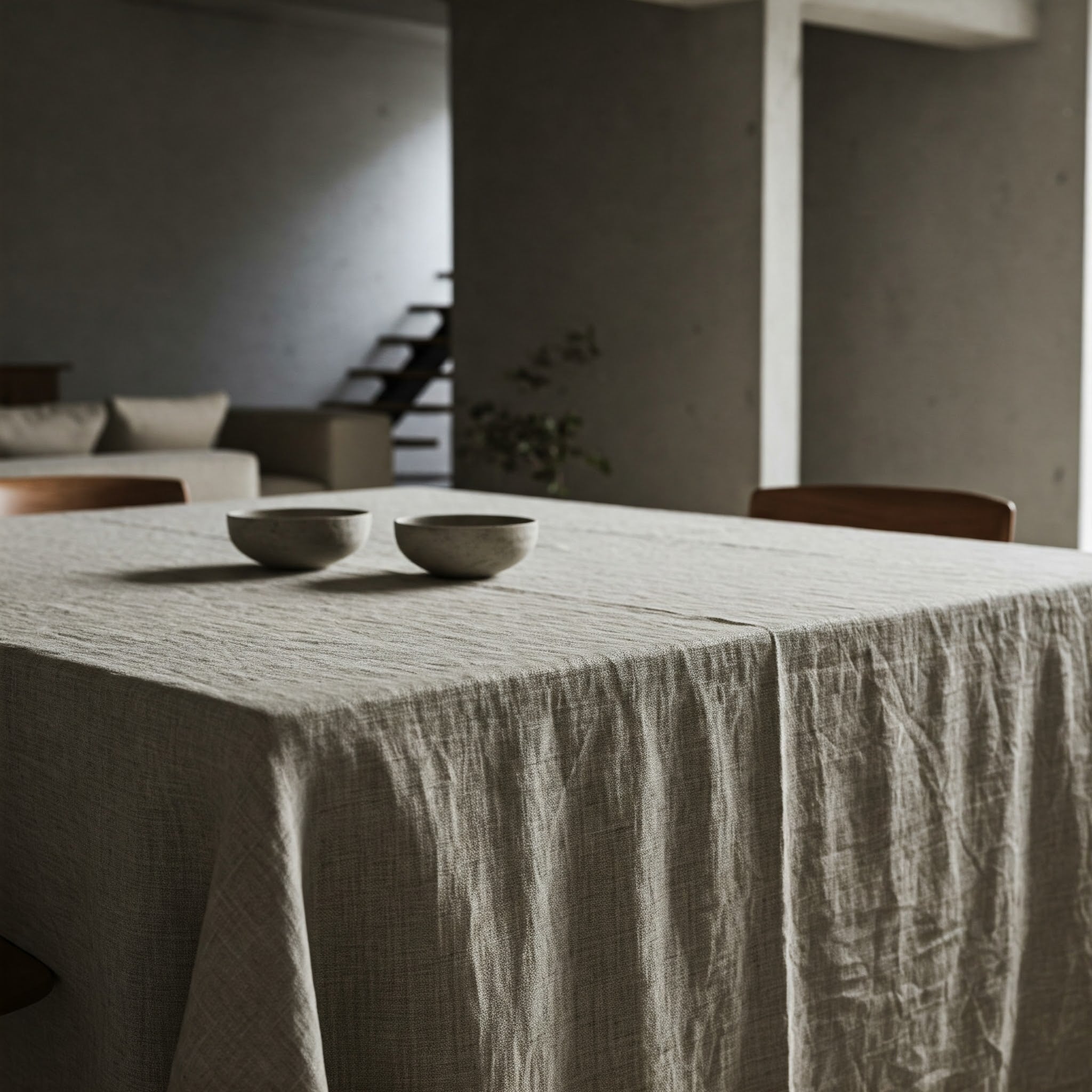 Natural Organic 100% Flax Linen Tablecloth UK - Undyed Rustic Table Cover for Home-0