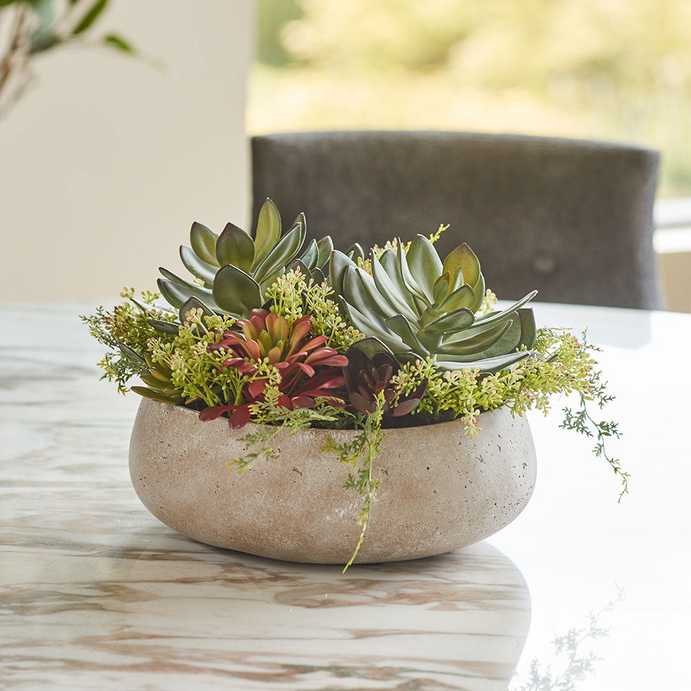 Artificial Succulent Arrangement In Natural Planter-1