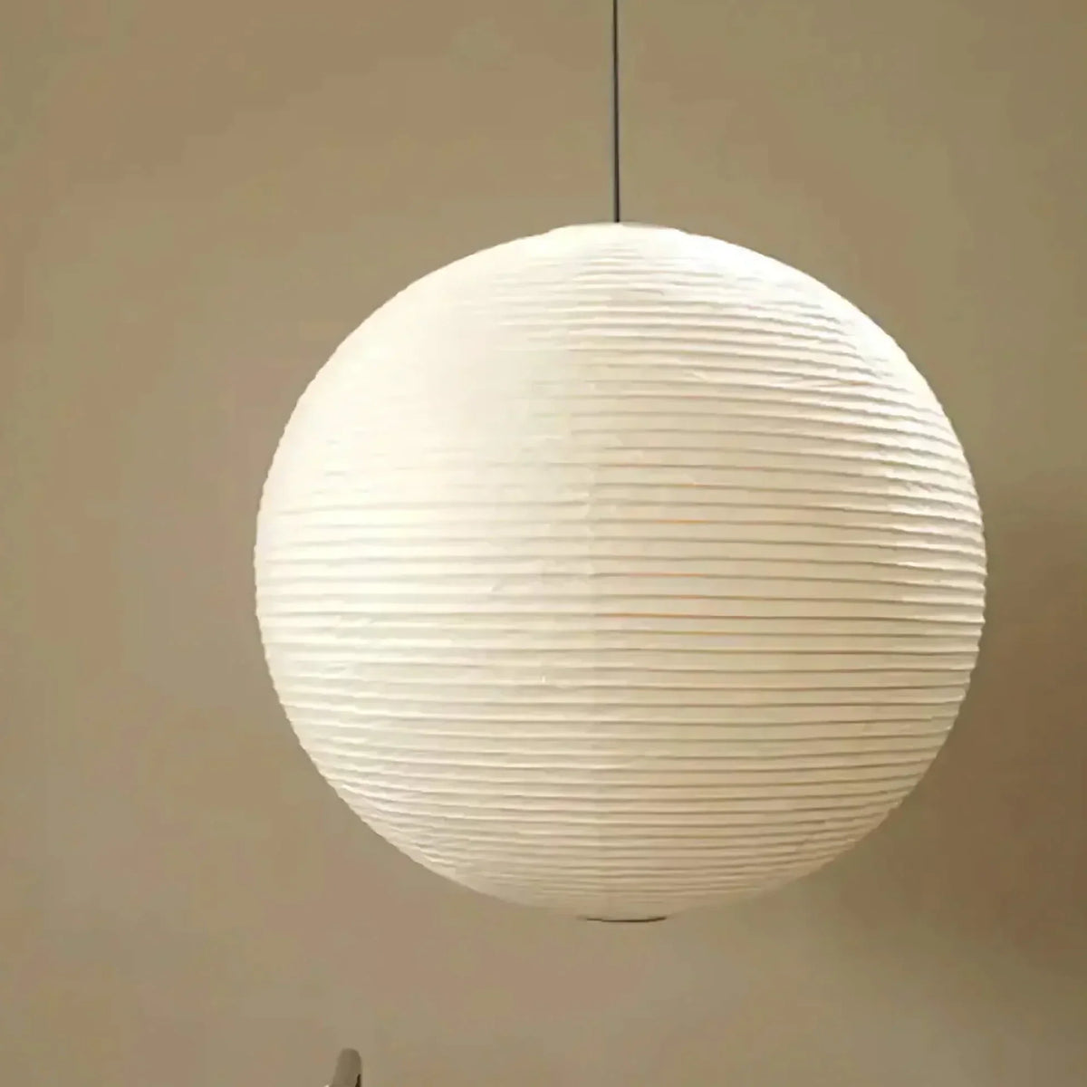 White Rice Paper Lantern Pendant Light with Even Ambient Glow | Japandi Ceiling Lamp