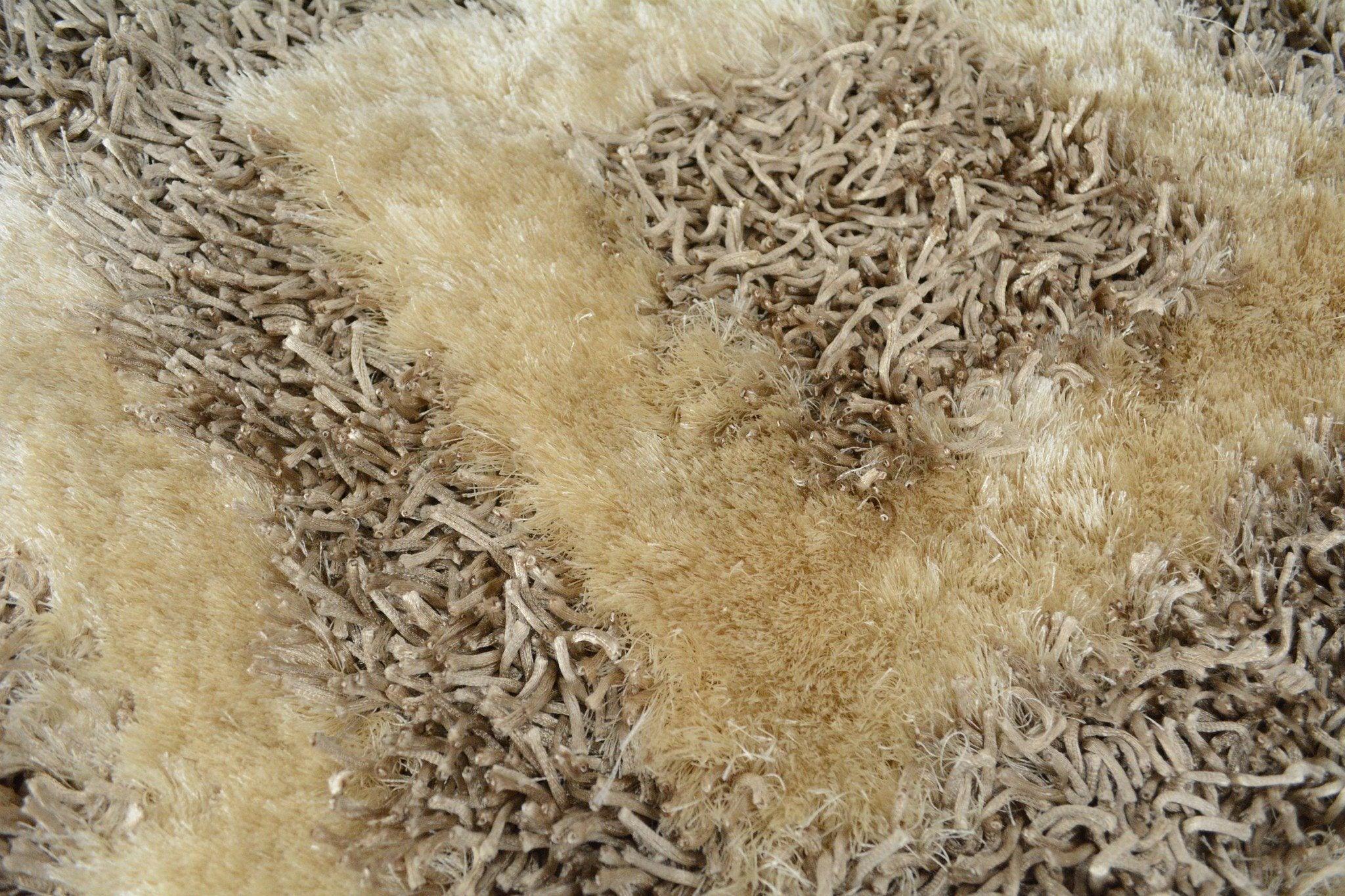 DaDa Bedding Shaggy Soft Viscose Champagne Brown Geometric Diamond Large Area Carpet Rug