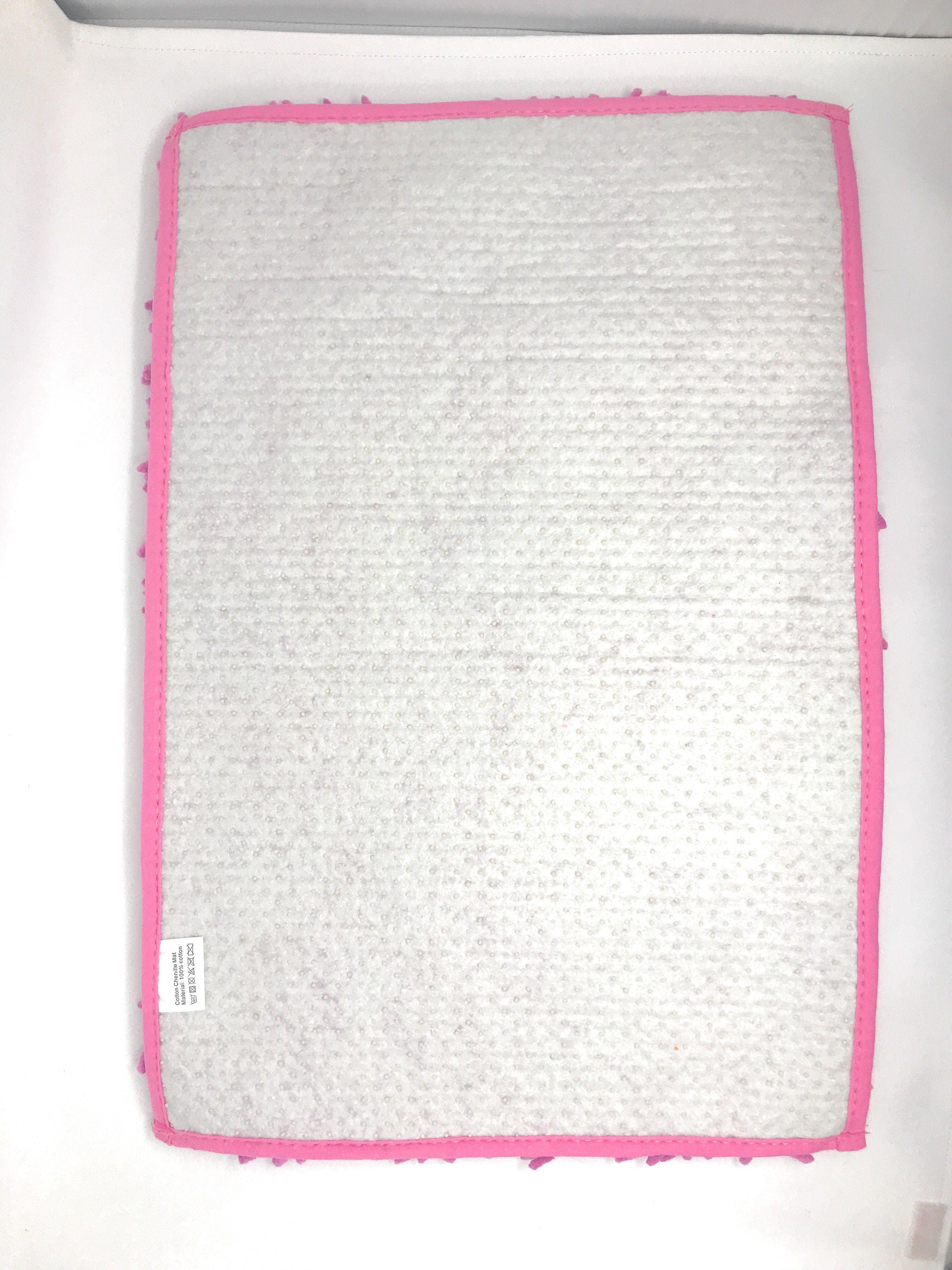 DaDa Bedding Fuchsia Magenta Pink Shaggy Soft Chenille Noodle Carpet Rug Bath Mat