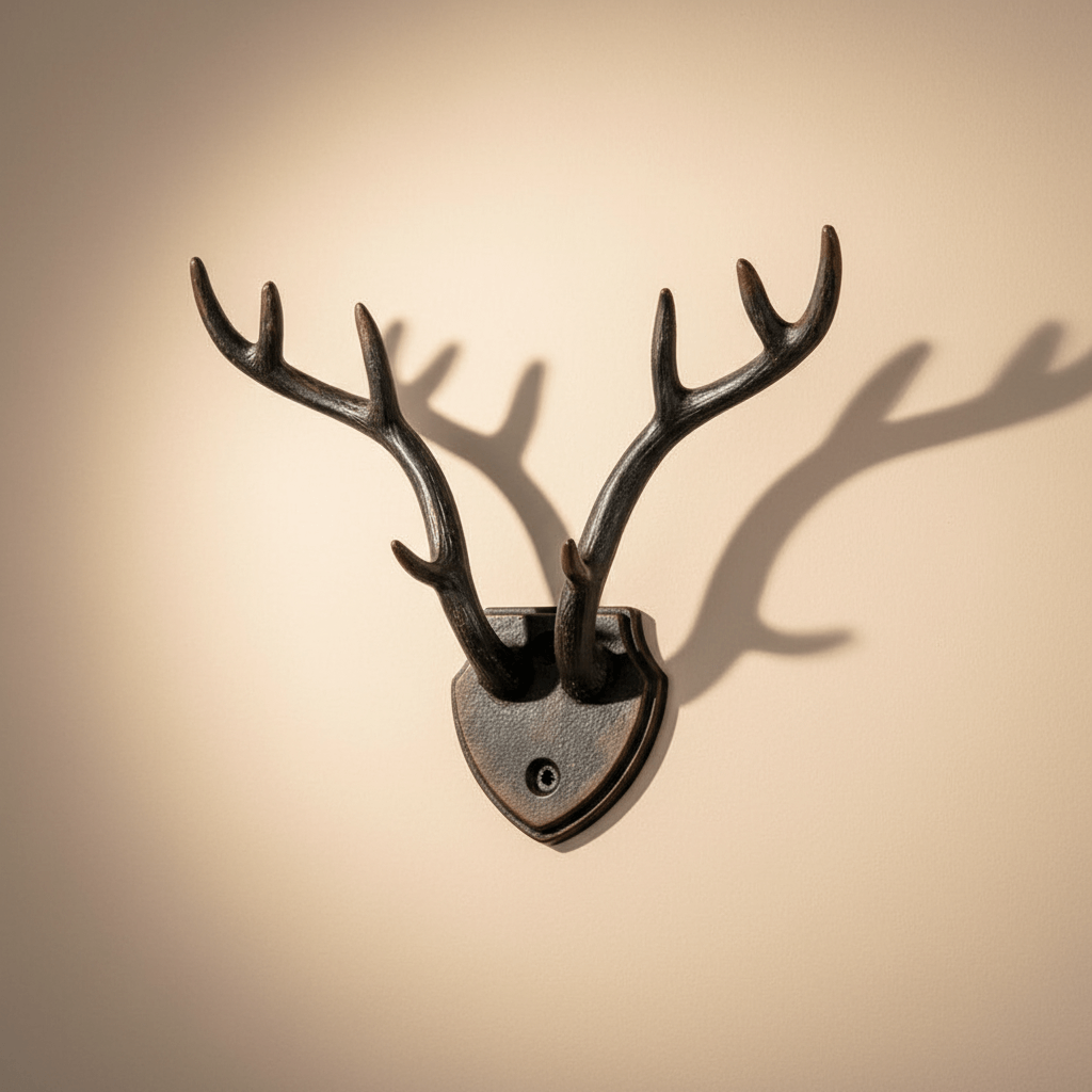 Rustic Antler Wall Hook with Shield Backplate