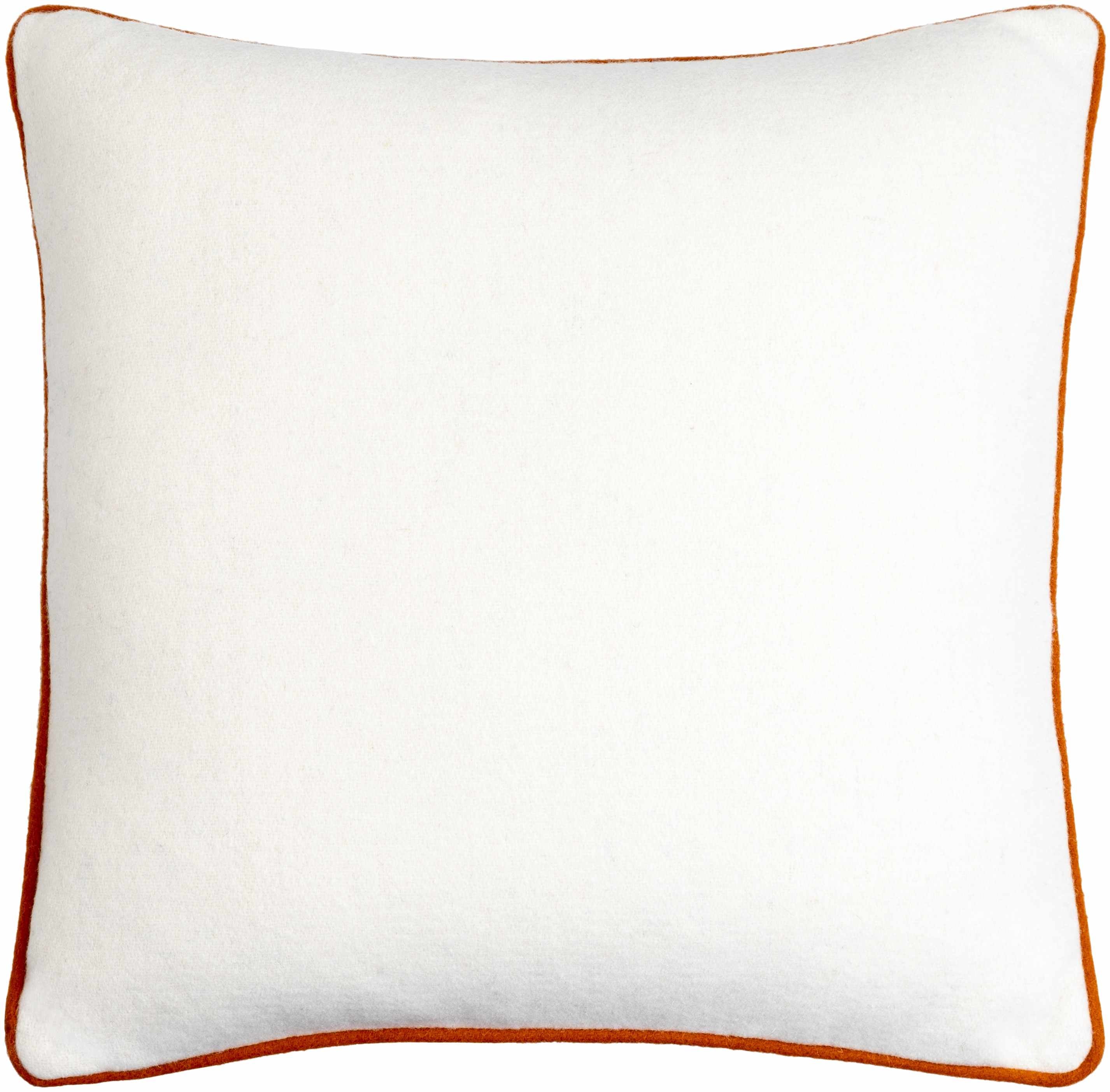 Rizzo Cream Orange Trim Wool Throw Pillow-1