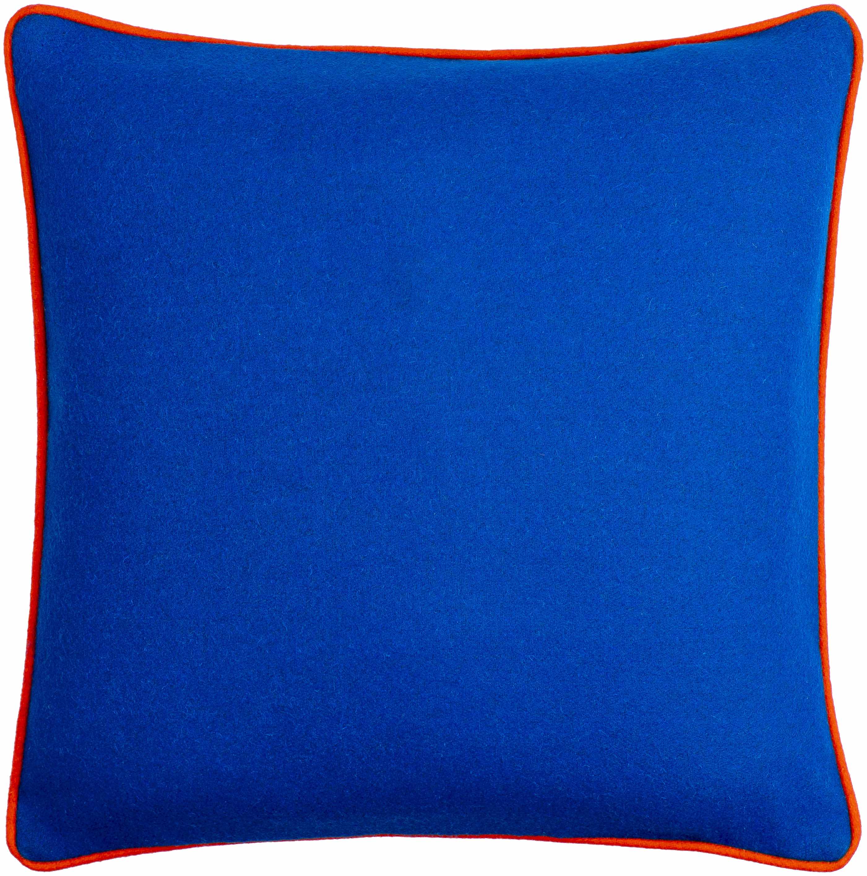 Rizzo Blue Orange Trim Wool Throw Pillow-1