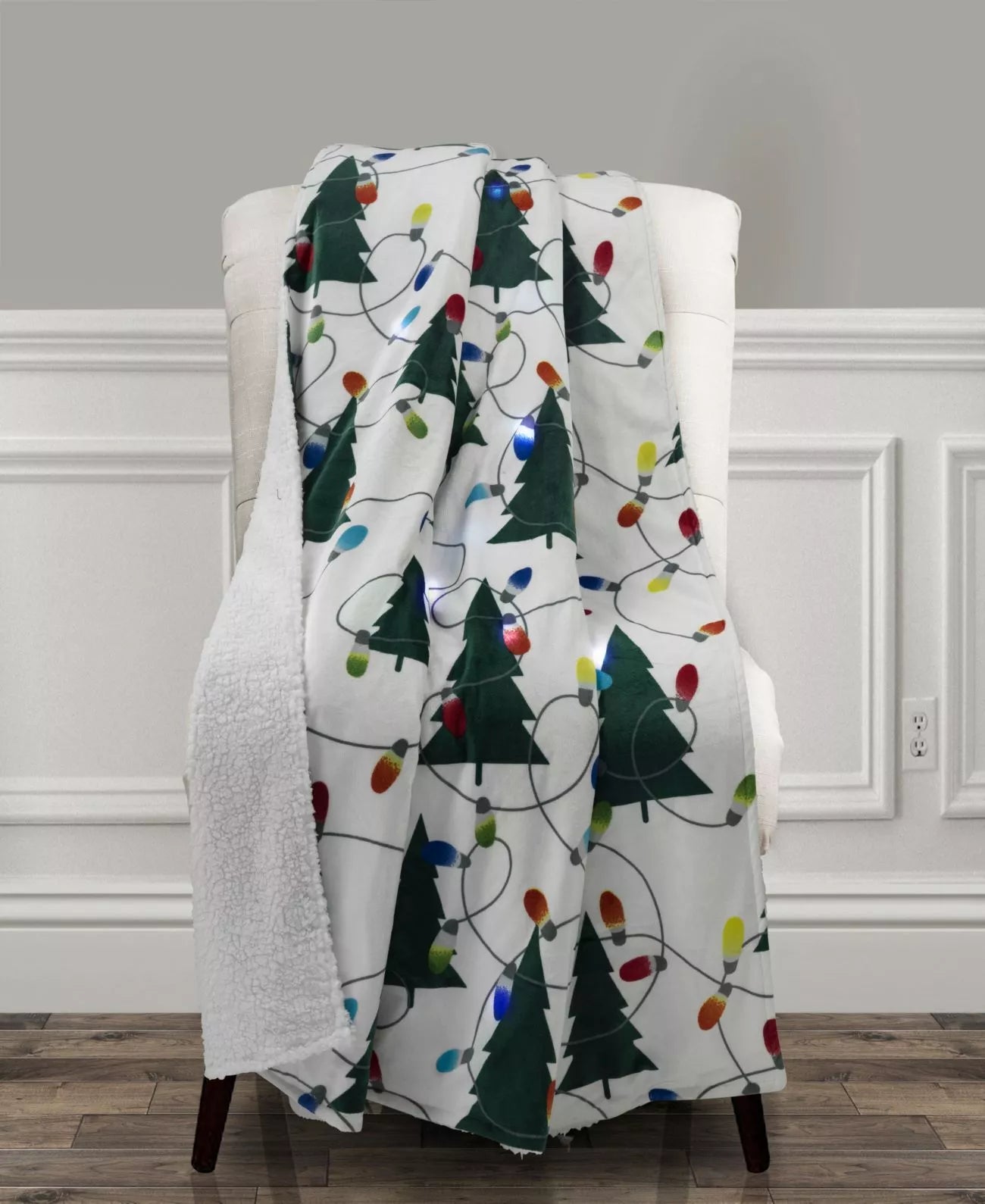 The Mountain Home Collection Led Holiday Printed Throw, 50 x 60