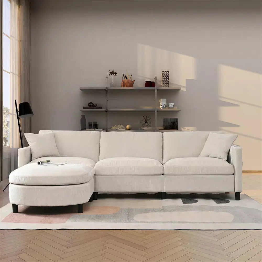 Modern Chenille L Shaped Sectional Couch