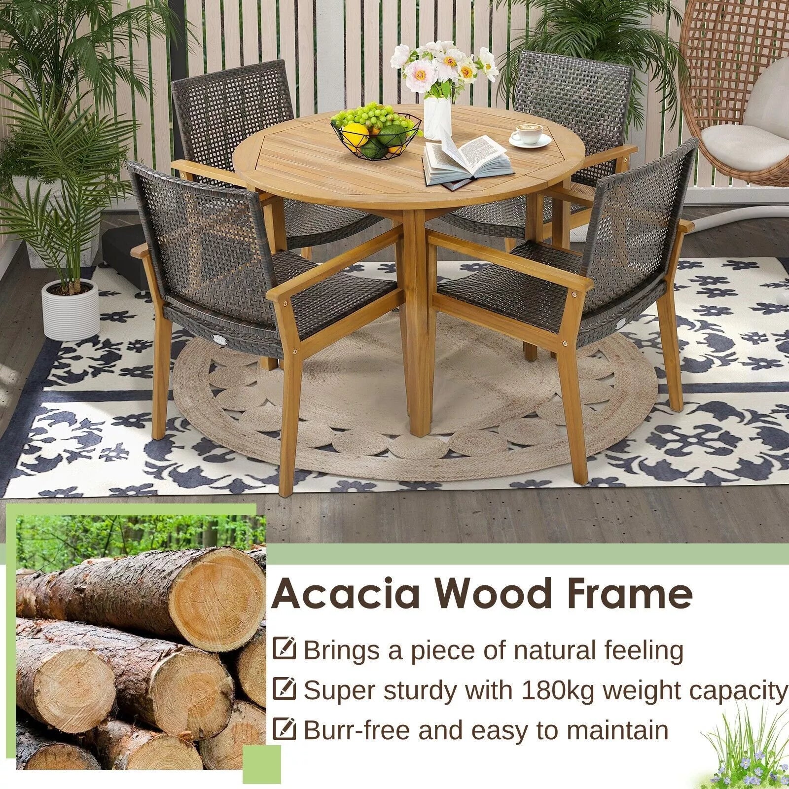 Lopez Rattan Garden Chair (Set of 4)