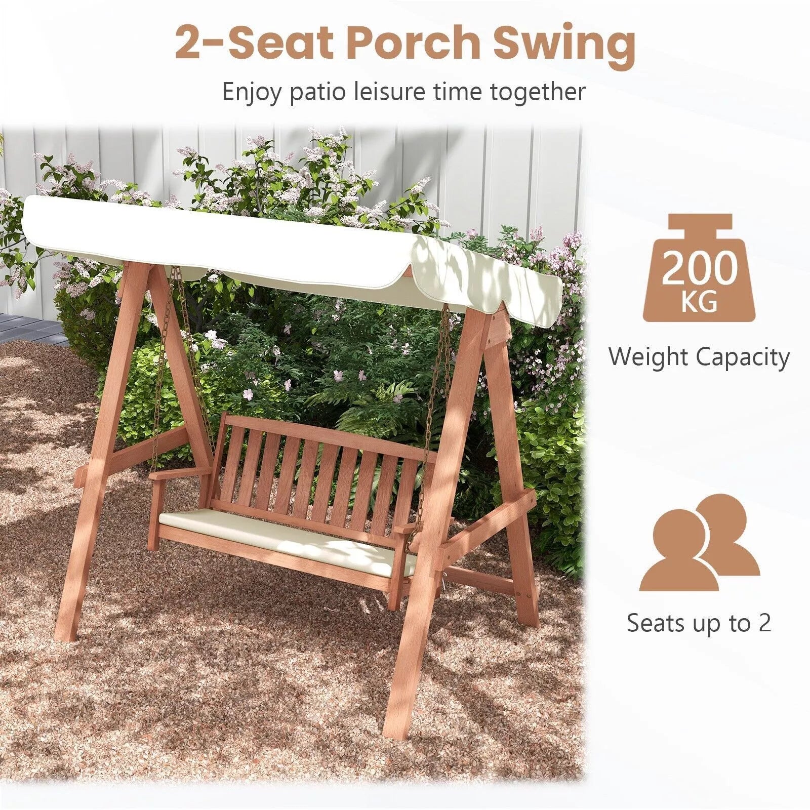 Donald Outdoor Wooden Darden Swing Chair