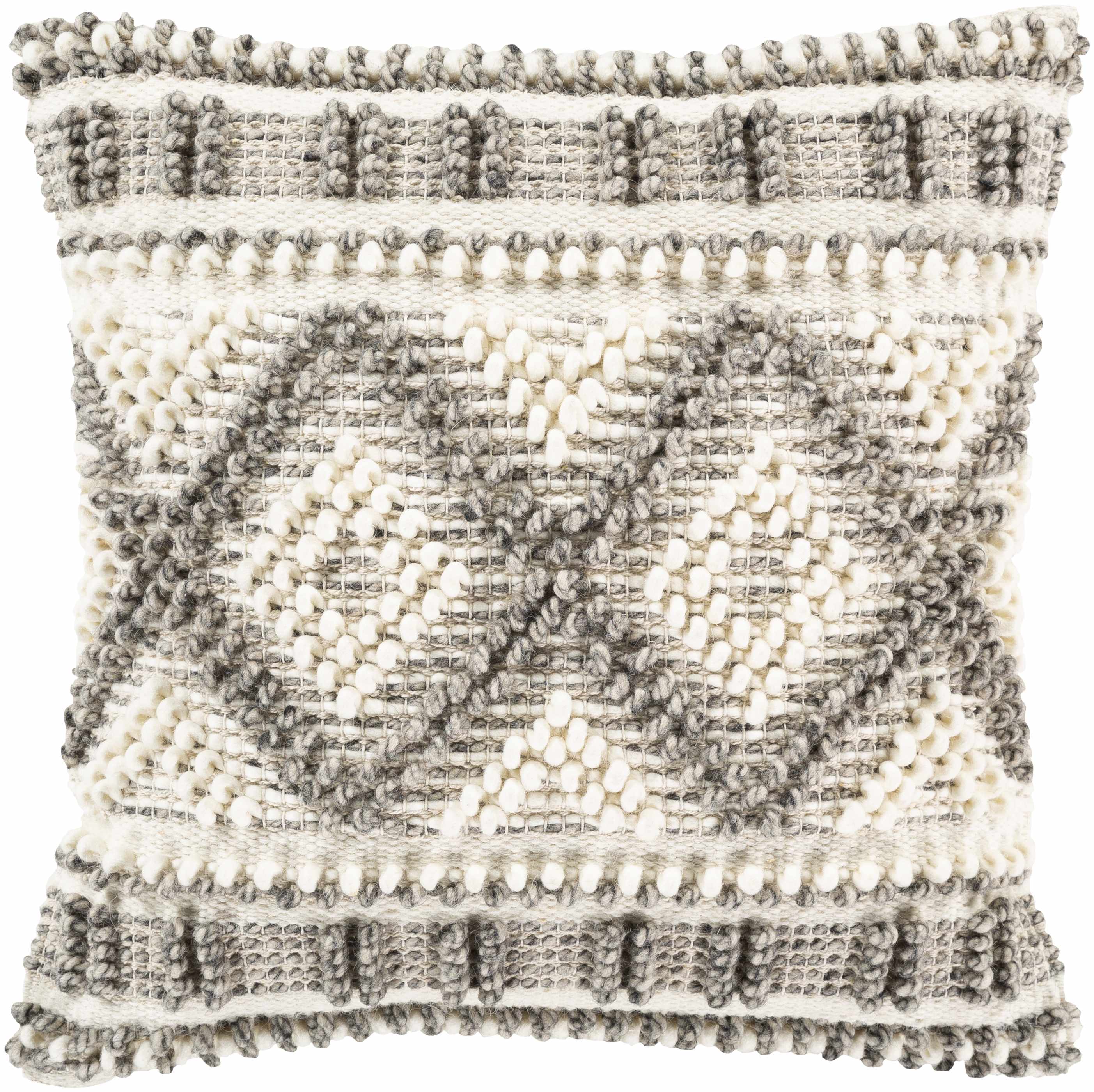 Sagamore Cream Trellis Wool&Cotton Throw Pillow-1