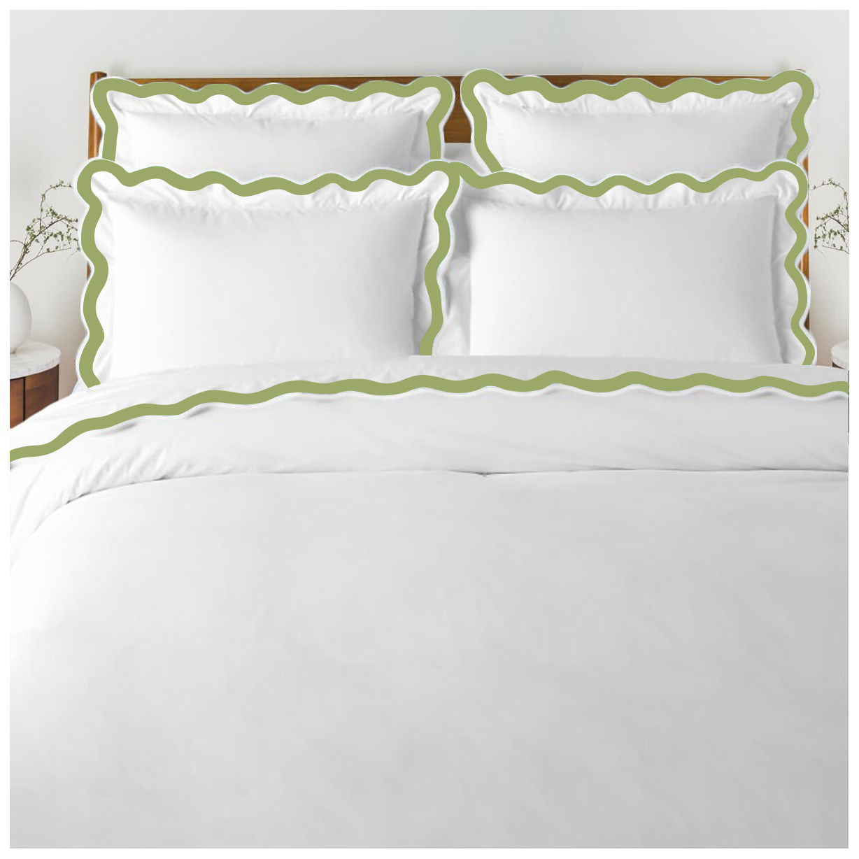 400TC Applique Scalloped Embroidery Cotton Duvet Cover Set