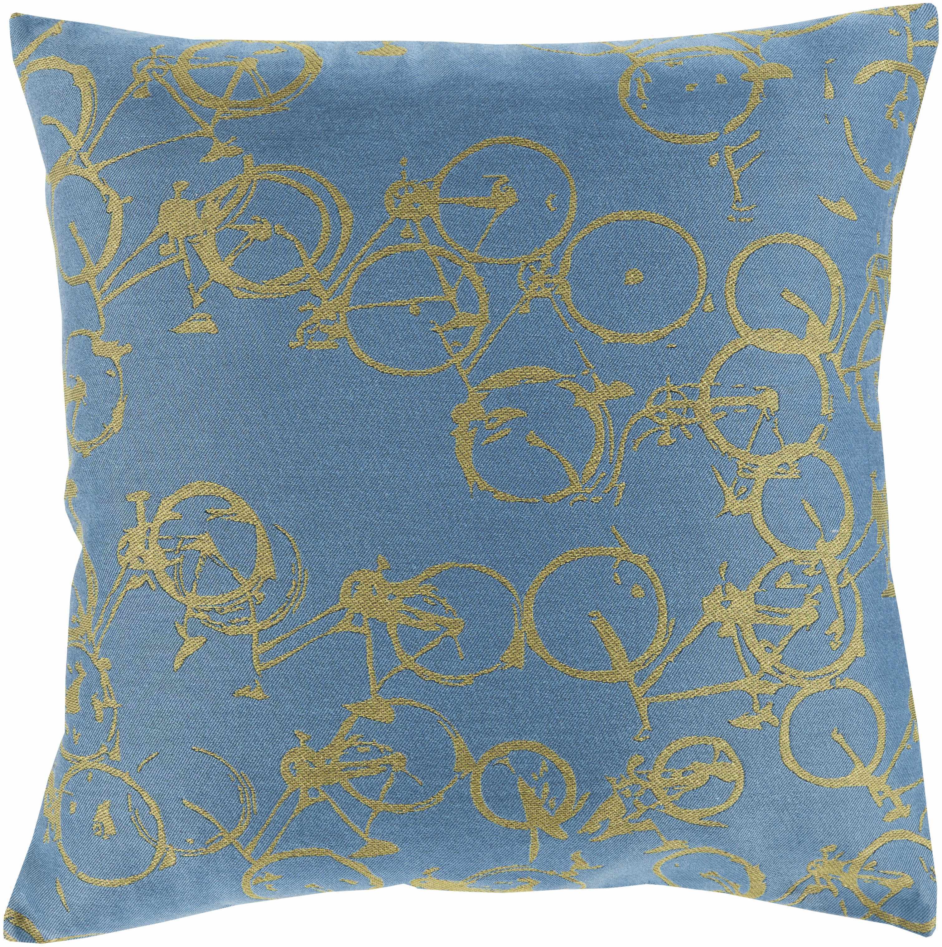 Saranac Gold Bicycle Blue Throw Pillow - Clearance-0