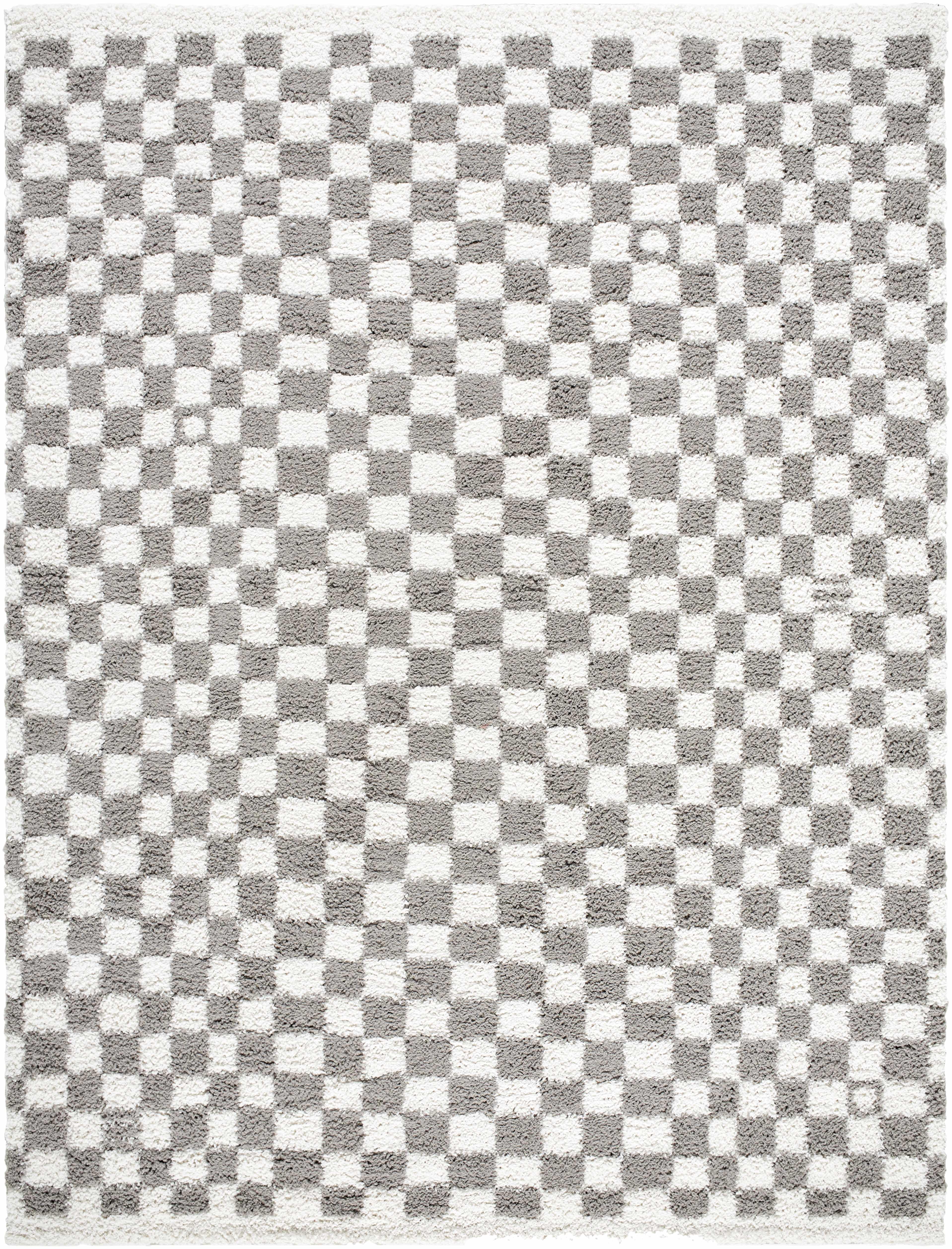 Kieu Taupe Checkered Area Rug - PRHOMZ