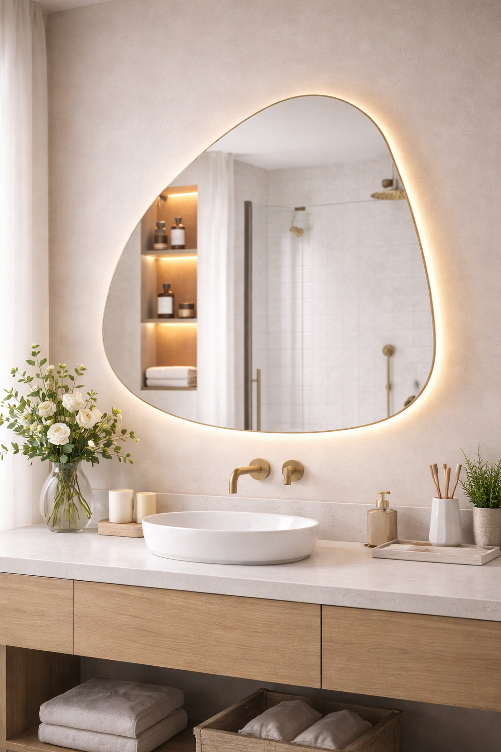 Salda Irregular Aesthetic Bahtroom Mirror