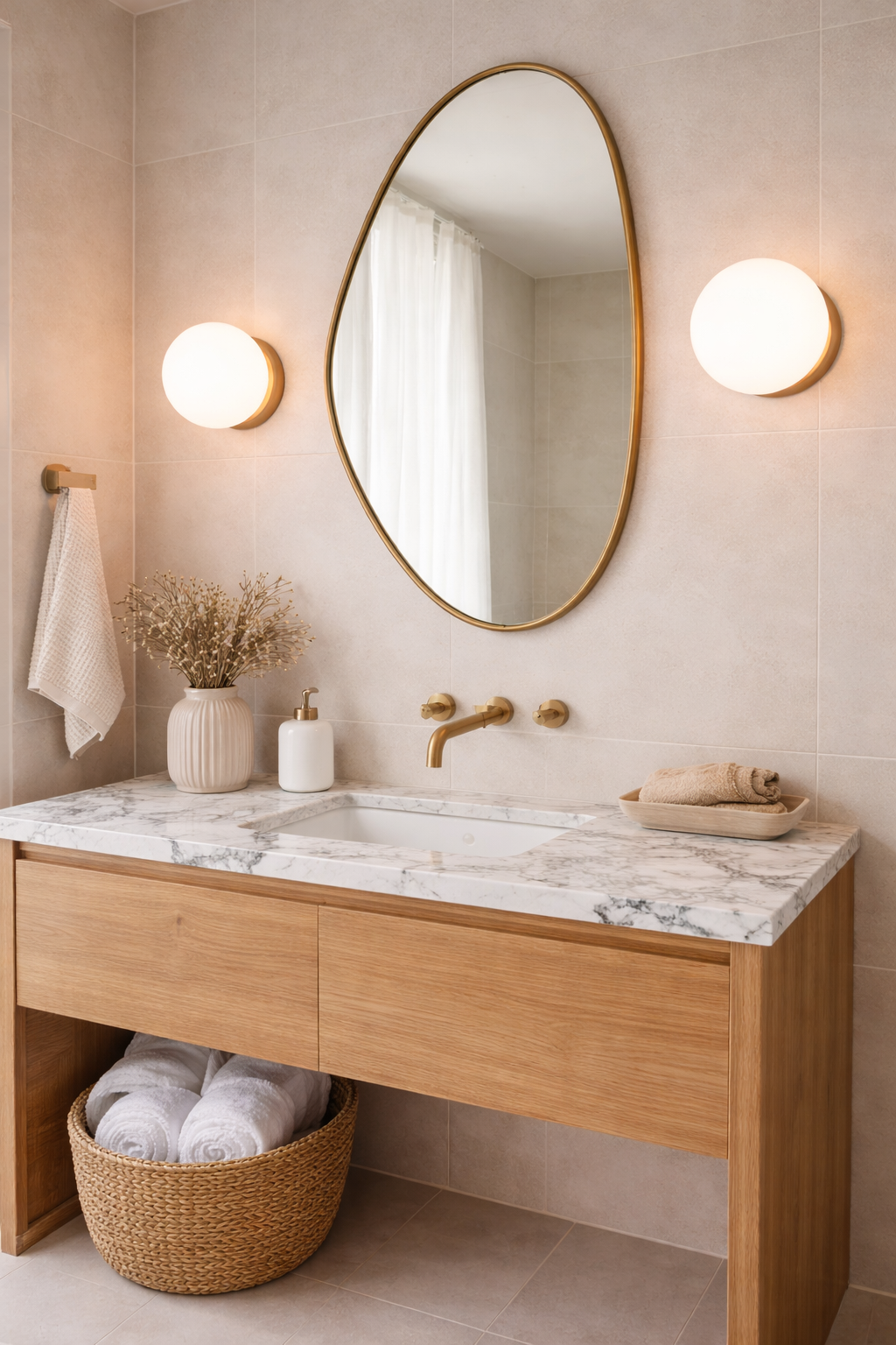 Taksim Soft Pebble Bathroom Mirror - Organic Asymmetrical Wall Mirror | Alpken
