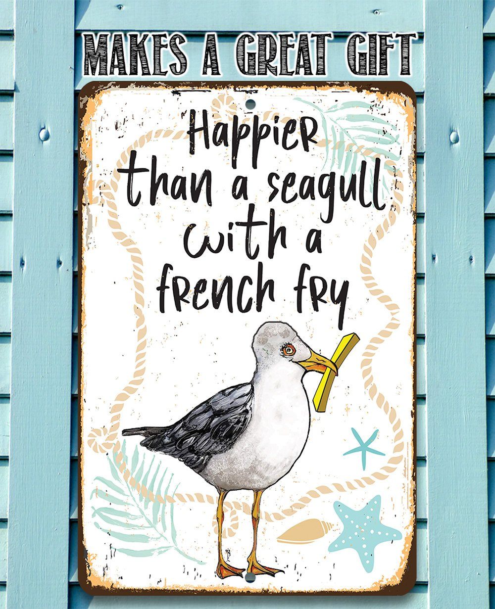 Seagull with French Fry - Metal Sign