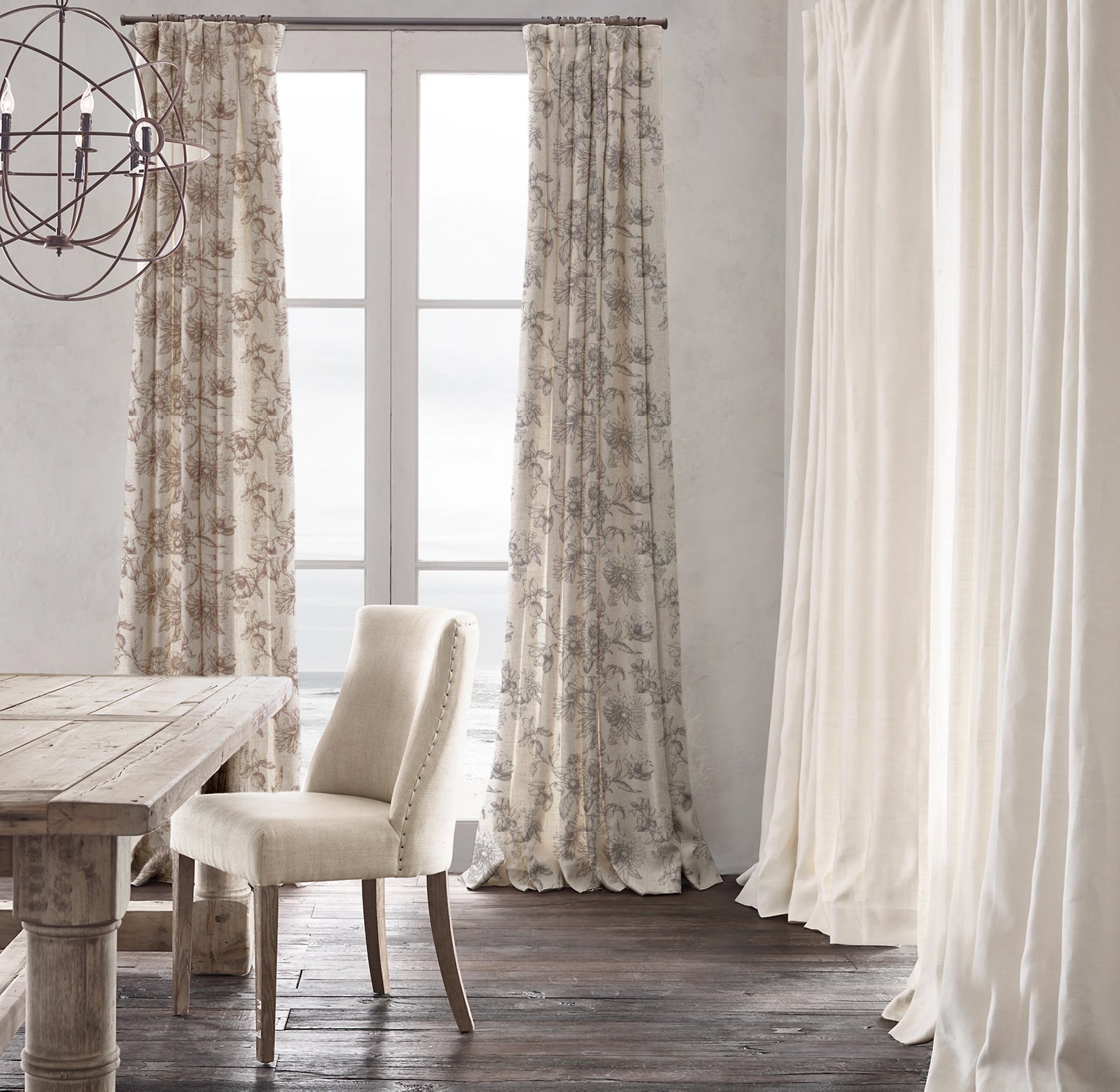 Luxury Heavy Linen Curtains | Custom Size & Lining Options | Pinch Pleat, French Pleat & Triple Pleat Styles | 280gsm Thick Linen | Neutral Printed | Single or Pair-1